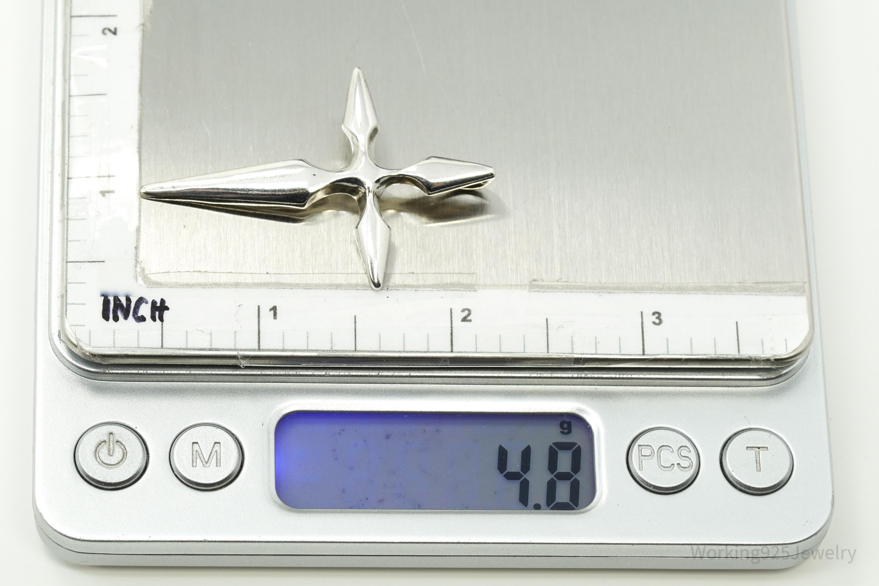 Large Vintage Israel Made Cross Sterling Silver Pendant