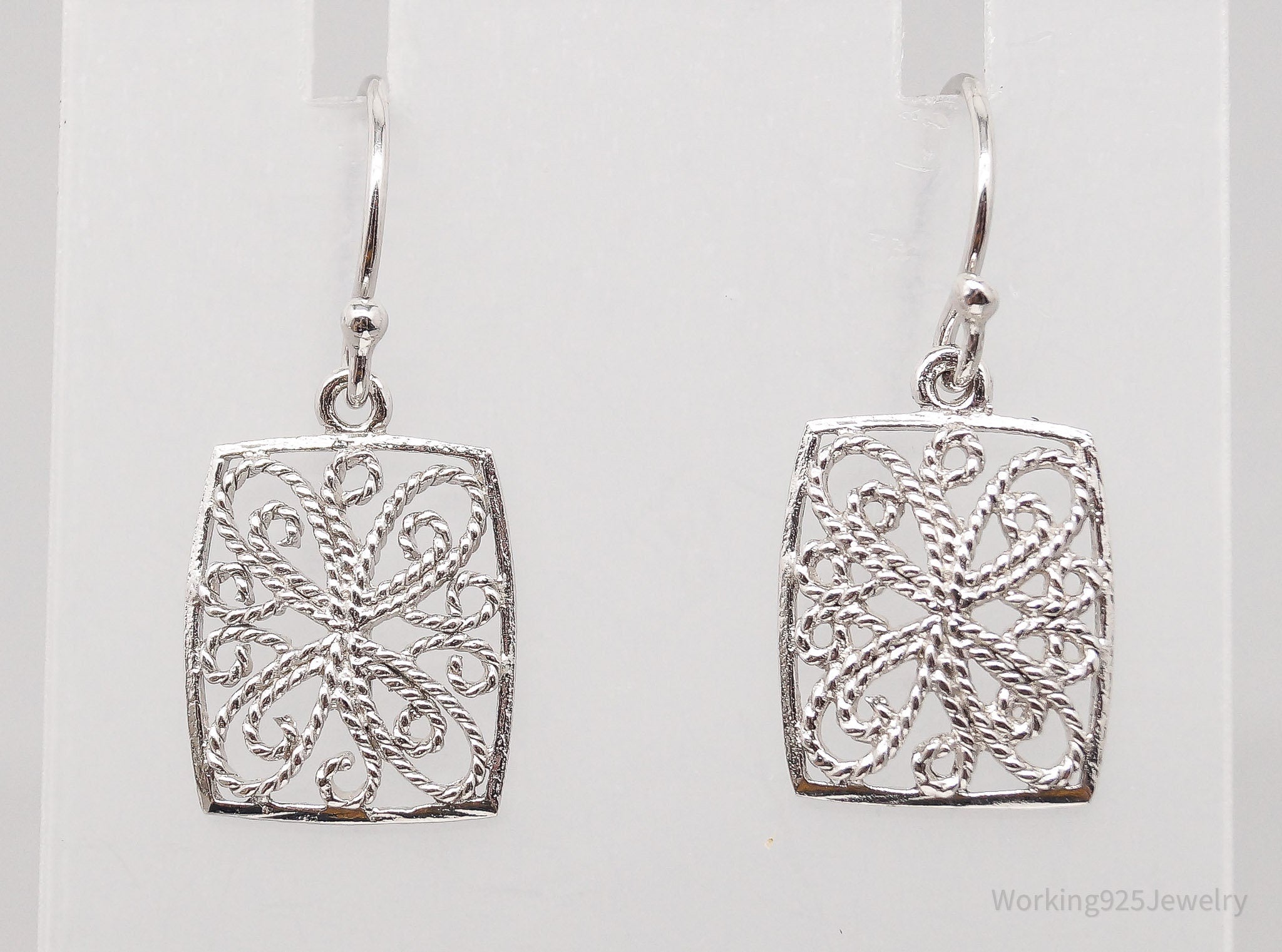 Vintage Filigree Ornate Sterling Silver Earrings