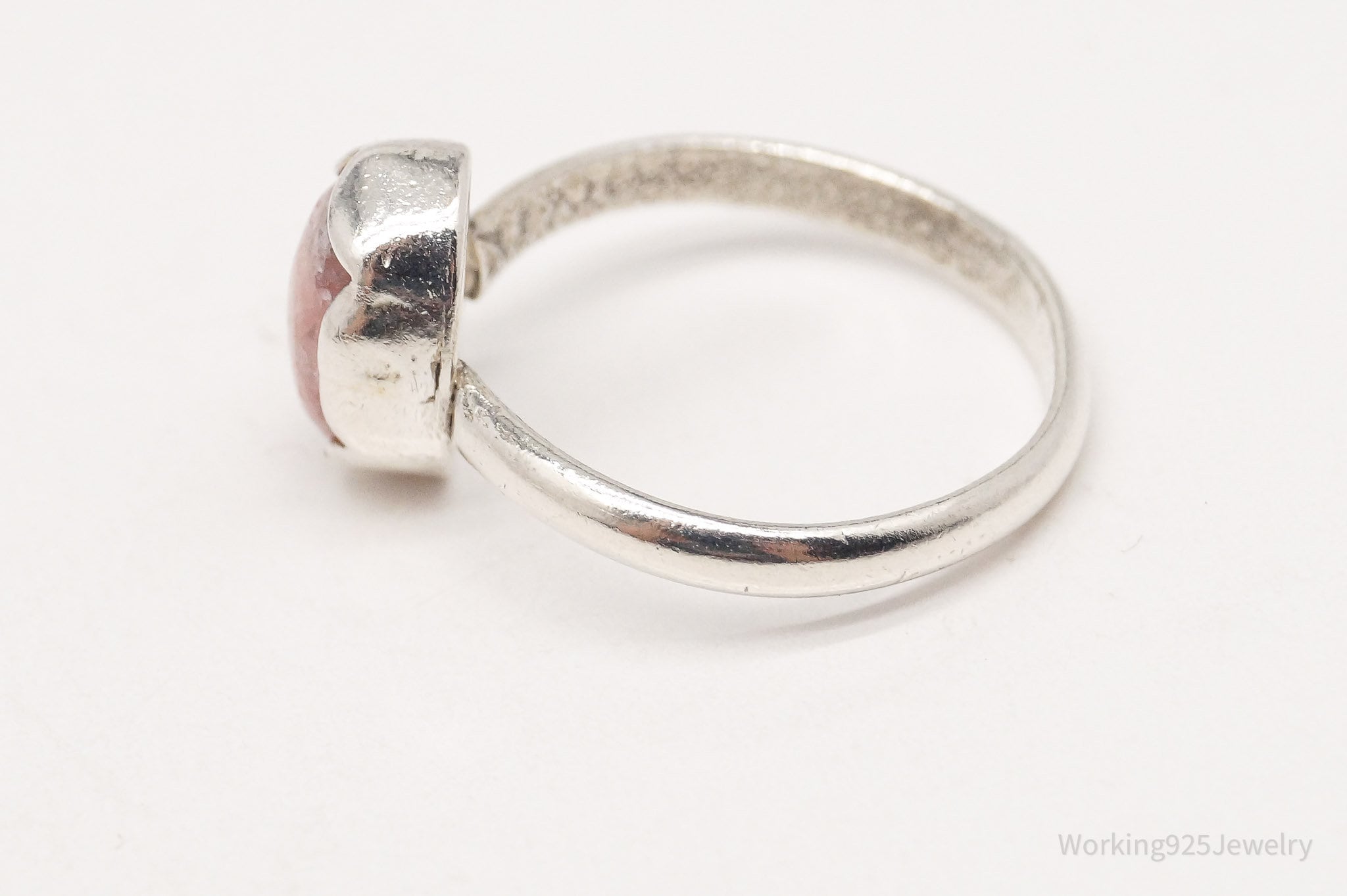 Vintage Pink Rhodochrosite Silver Ring Sizer 3.75