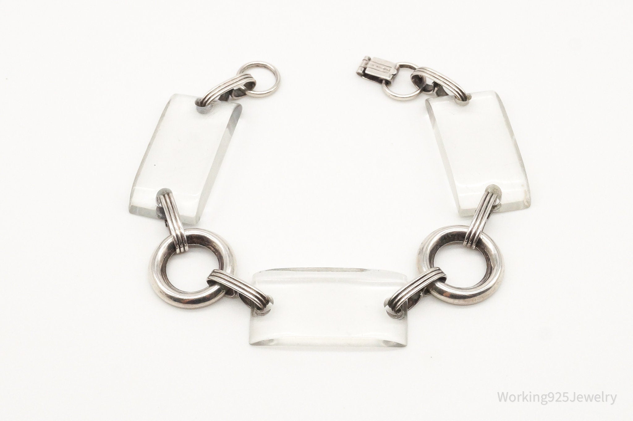 Rare Antique Lucite Sterling Silver Bracelet