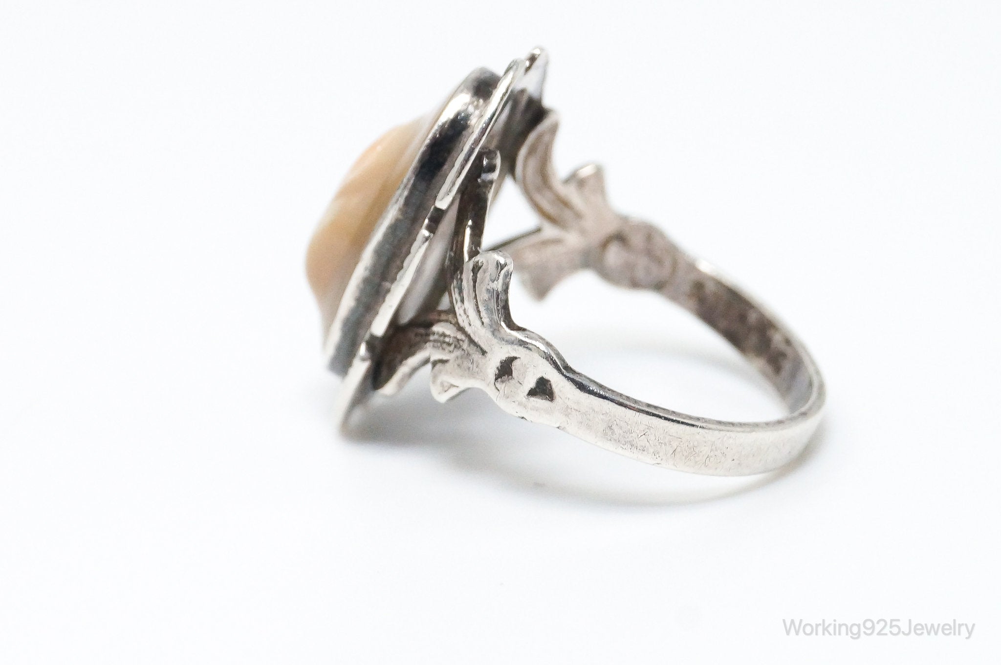 Antique Shell Sterling Silver Ring - SZ 5