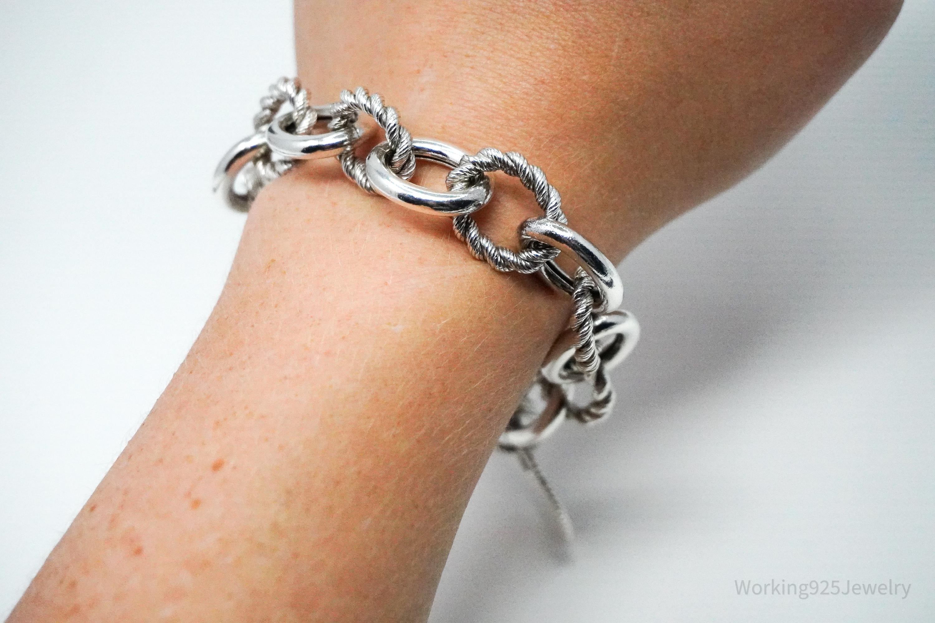 VTG Designer Judith Ripka Cubic Zirconia K Heart Tag Sterling Silver Bracelet 7 5/8"