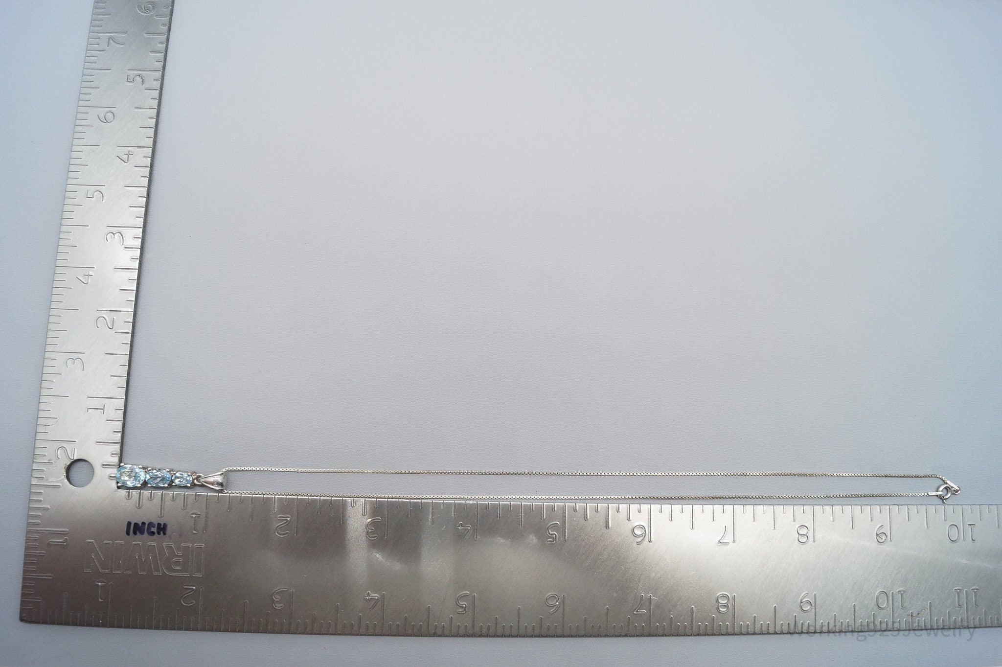 Vintage Blue Topaz Sterling Silver Necklace 18"