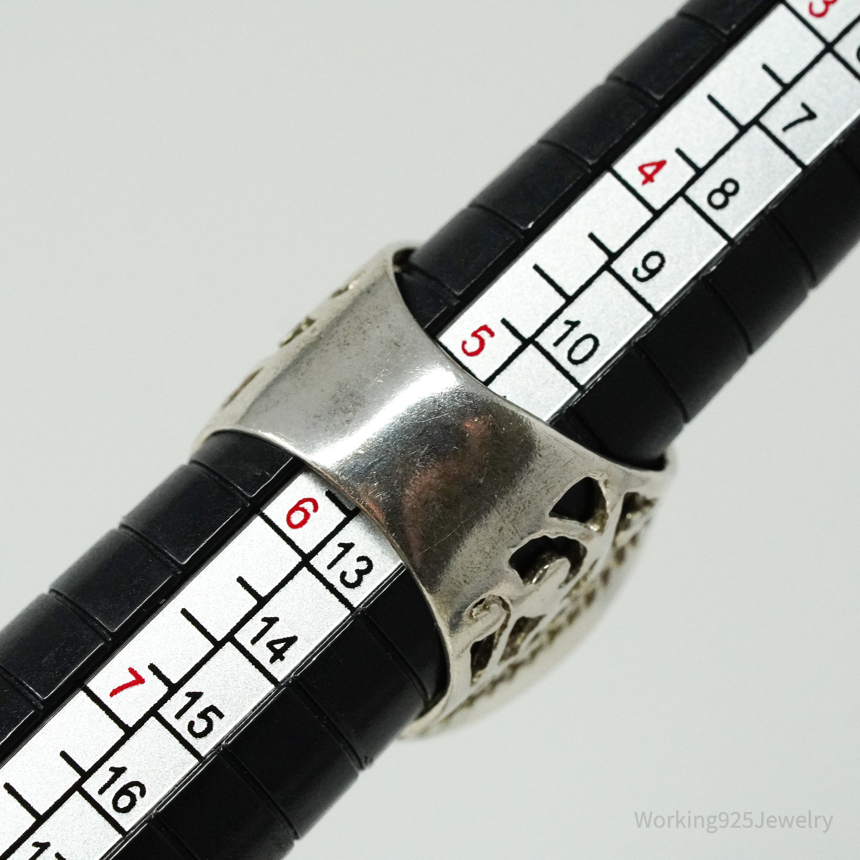 Vintage Large Moonstone Sterling Silver Ring - Size 5.75