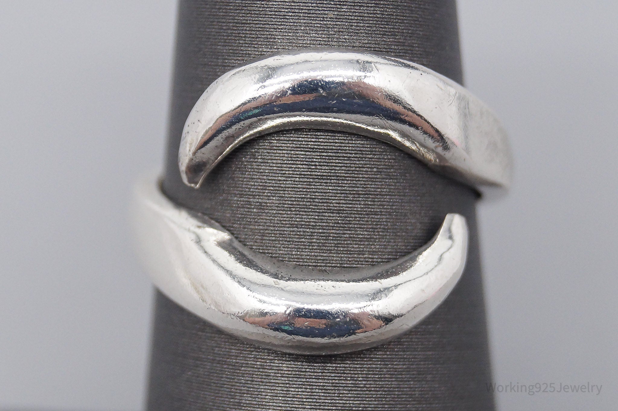 Vintage Mexico Modernist Style Sterling Silver Wrap Ring - Size 6.5 Adjustable