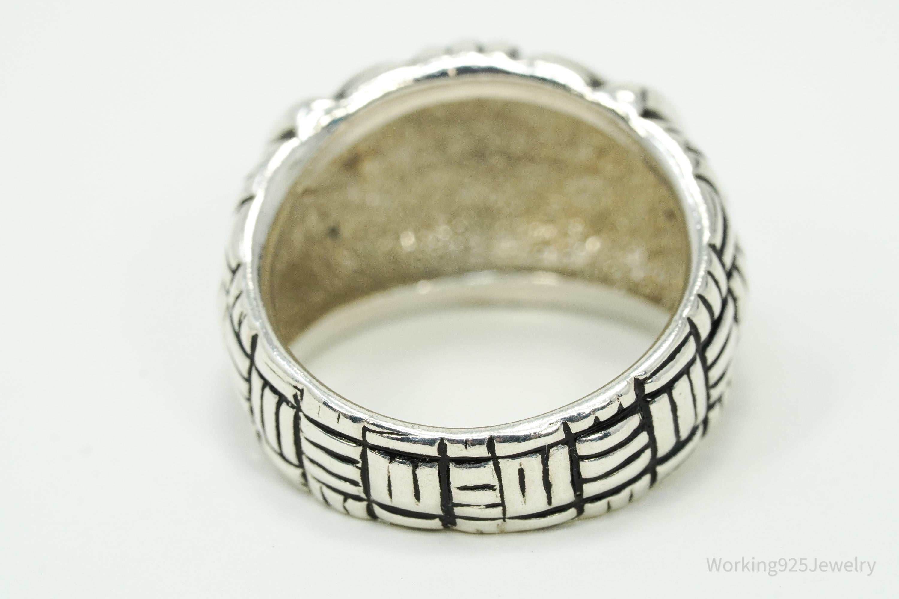 Vintage Joseph Esposito Sig Basket Weave Sterling Silver Band Ring - Size 6