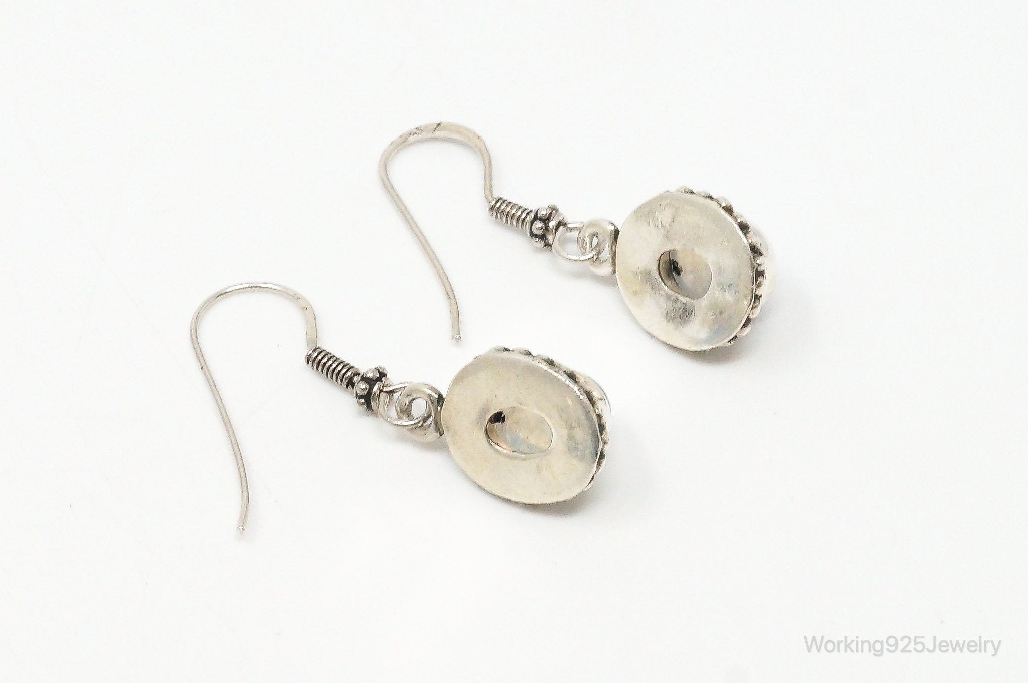 Vintage Moonstone Bali Style Sterling Silver Earrings