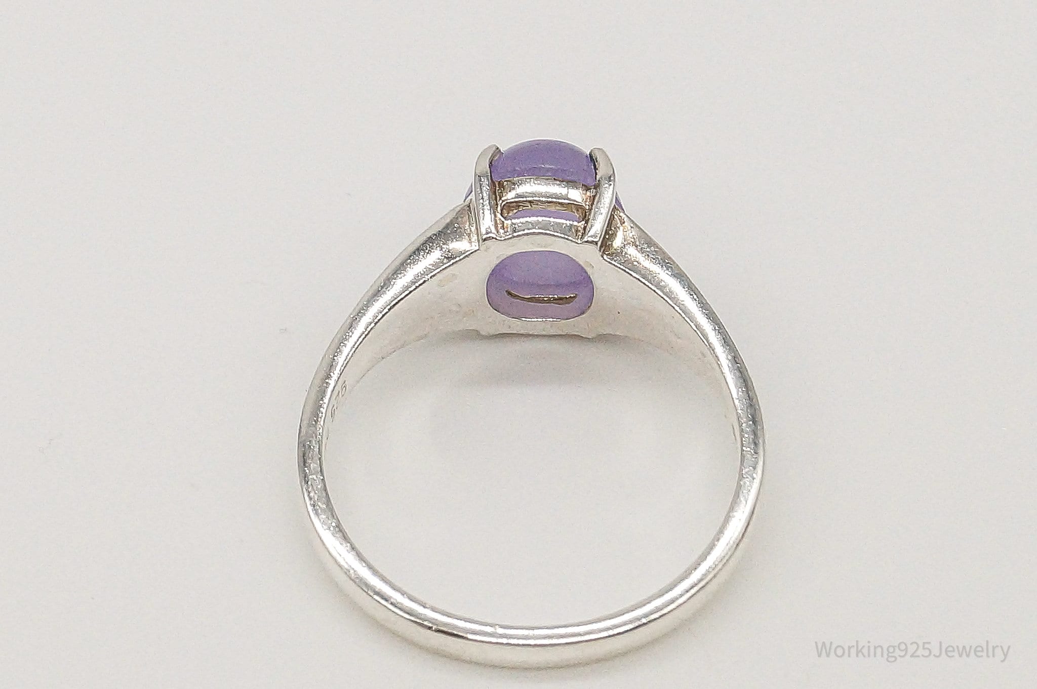 Designer CNA Purple Jade Sterling Silver Ring - Size 8.75