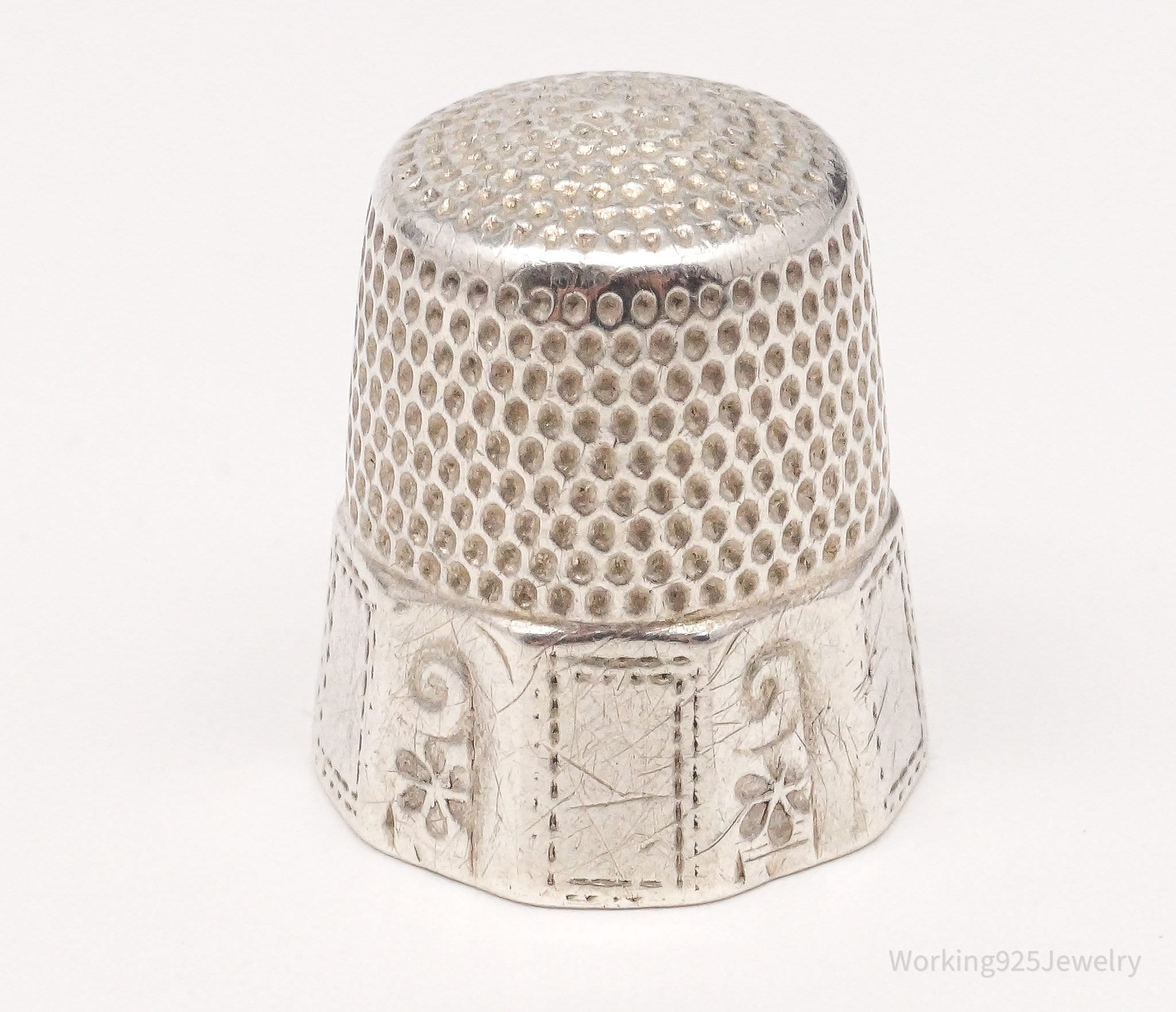 Antique Simons Bros & Co Sterling Silver Thimble Size 9