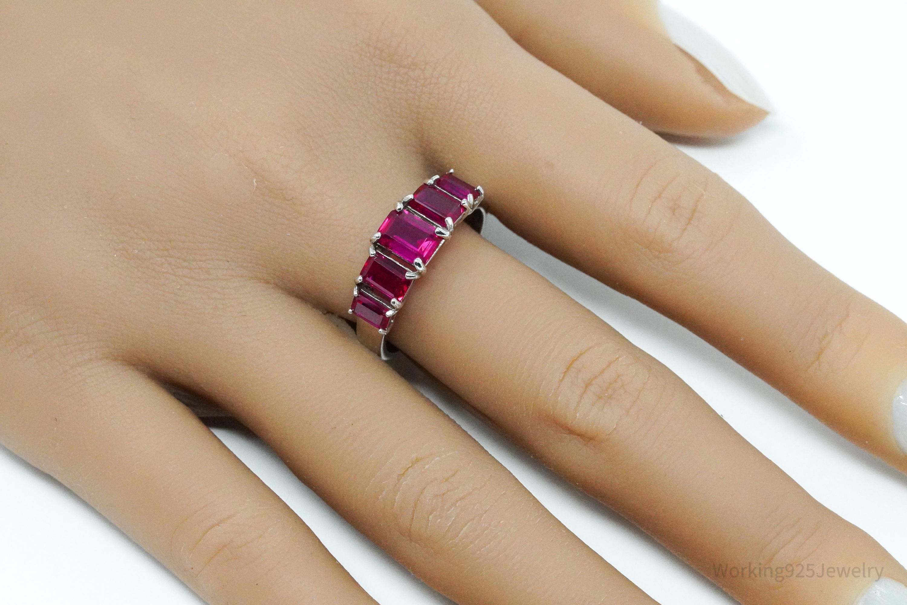 Vintage Ruby Sterling Silver Ring - Size 10