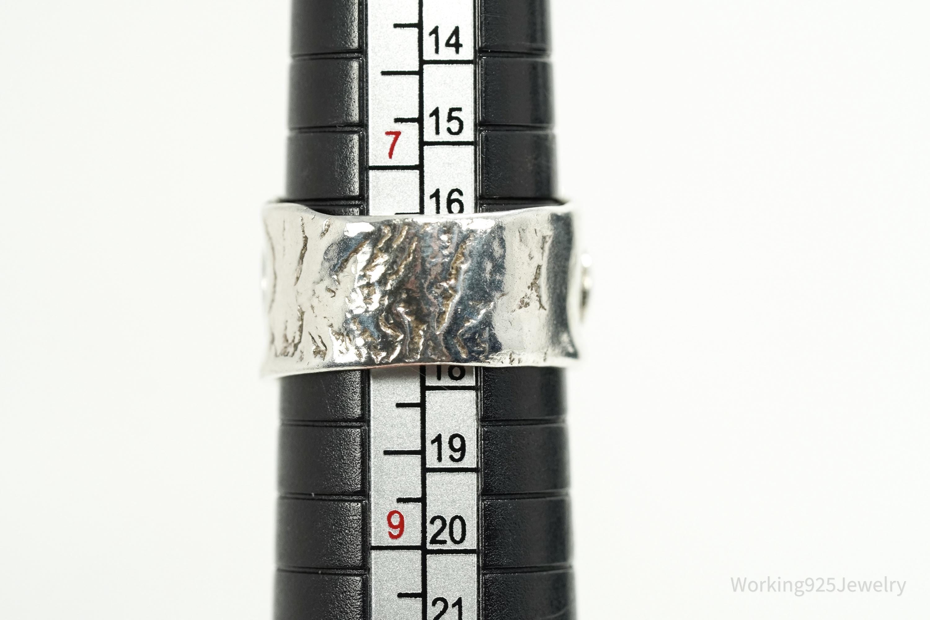 Vintage Gray Moonstone & Peridot Sterling Silver Ring Size 8