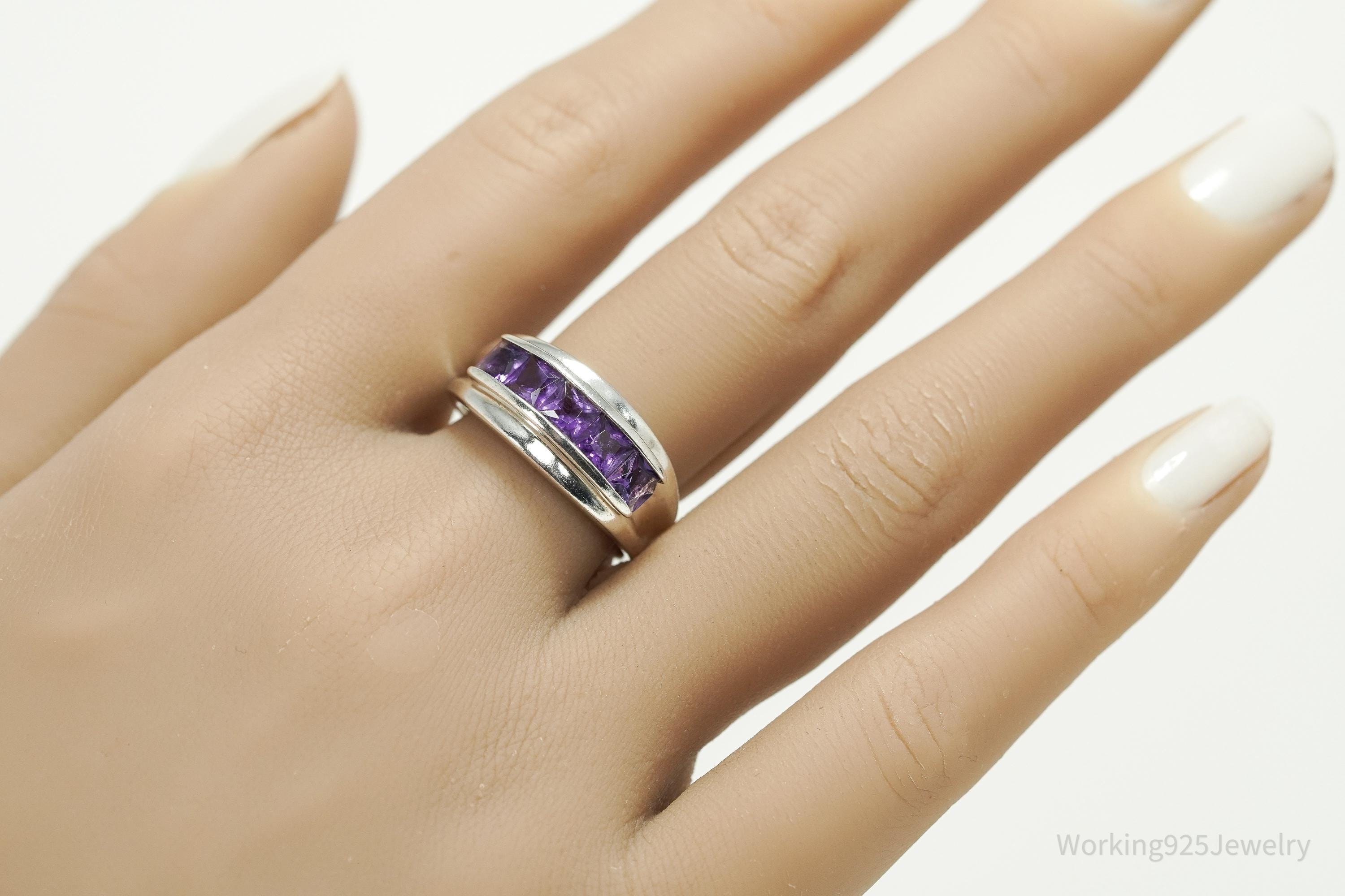 Vintage Amethyst Sterling Silver Ring - Size 9