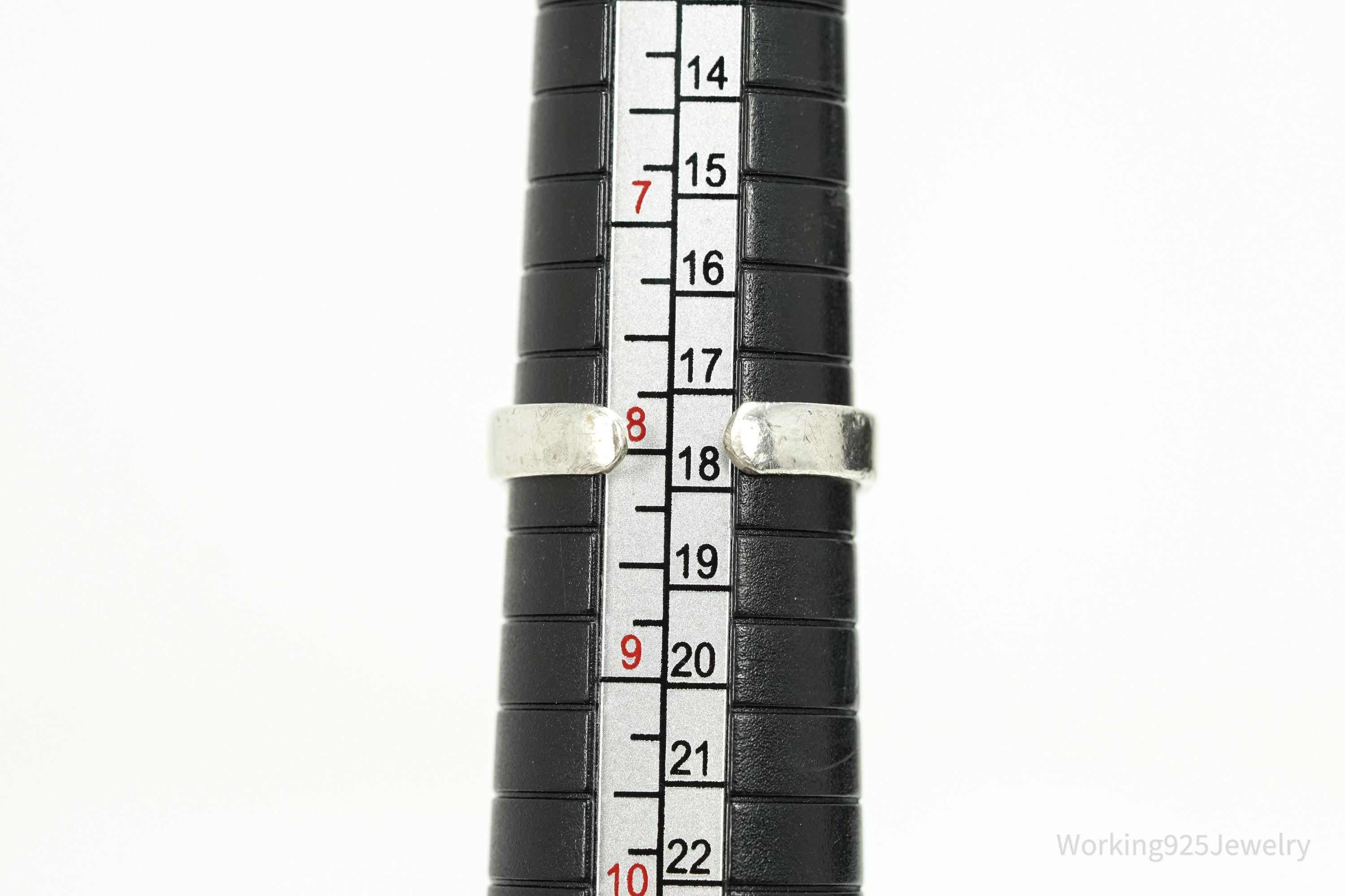 Vintage Handmade Native American Agate Sterling Silver Ring - Size 8