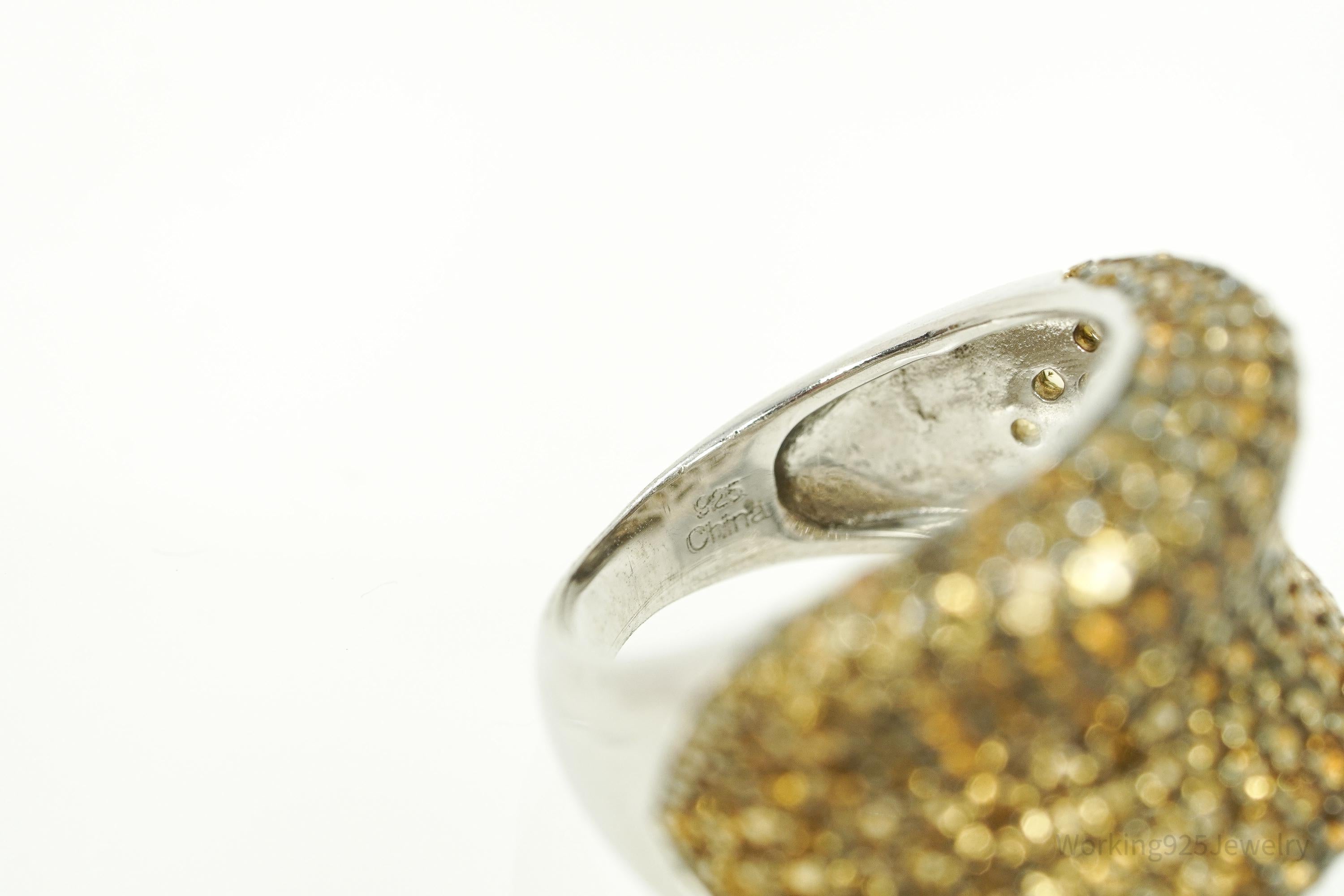 Vintage Citrine Sterling Silver Band Ring - Size 5