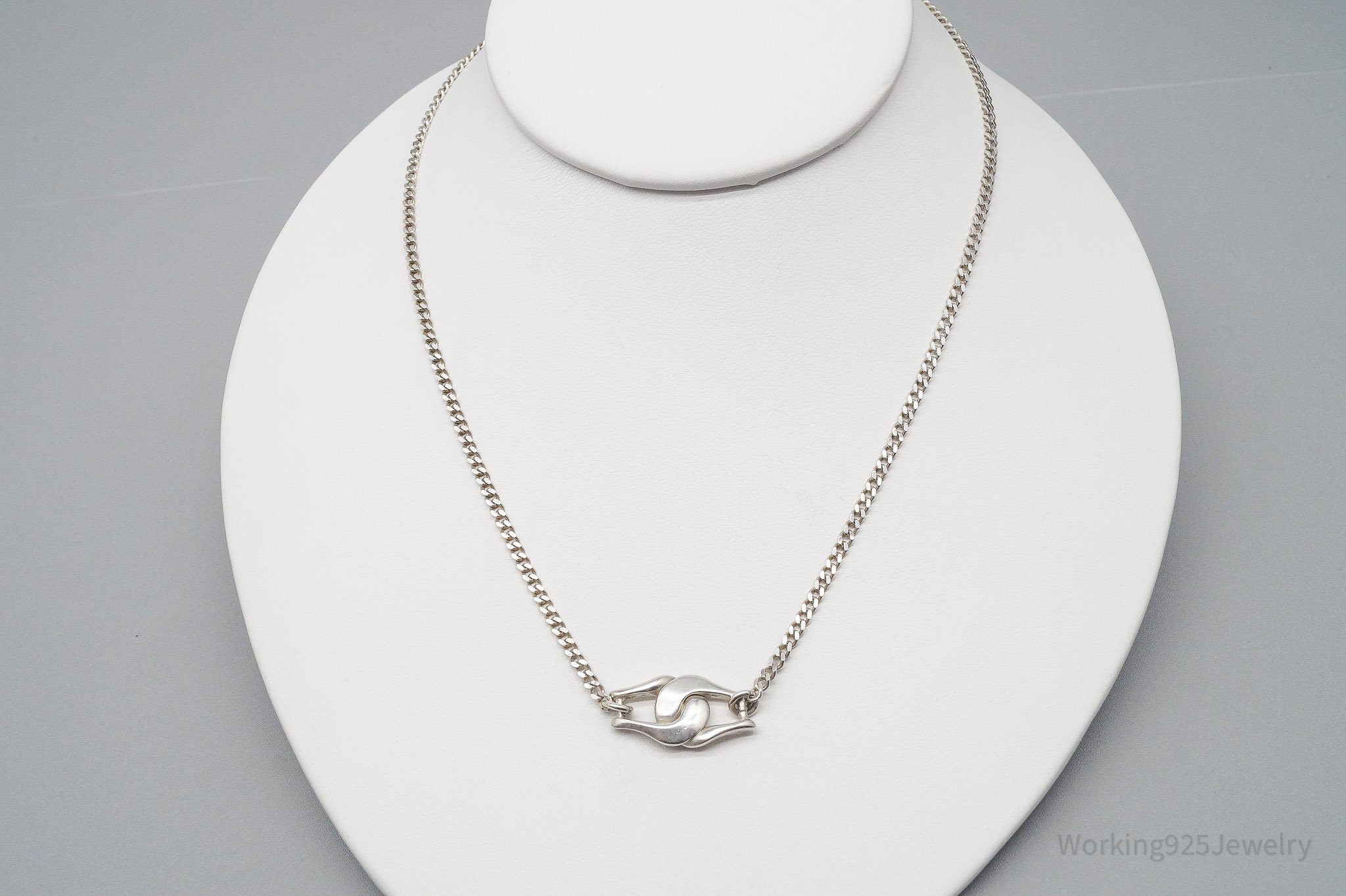 Vintage 1970s Italian Sterling Silver Chain Necklace 16"