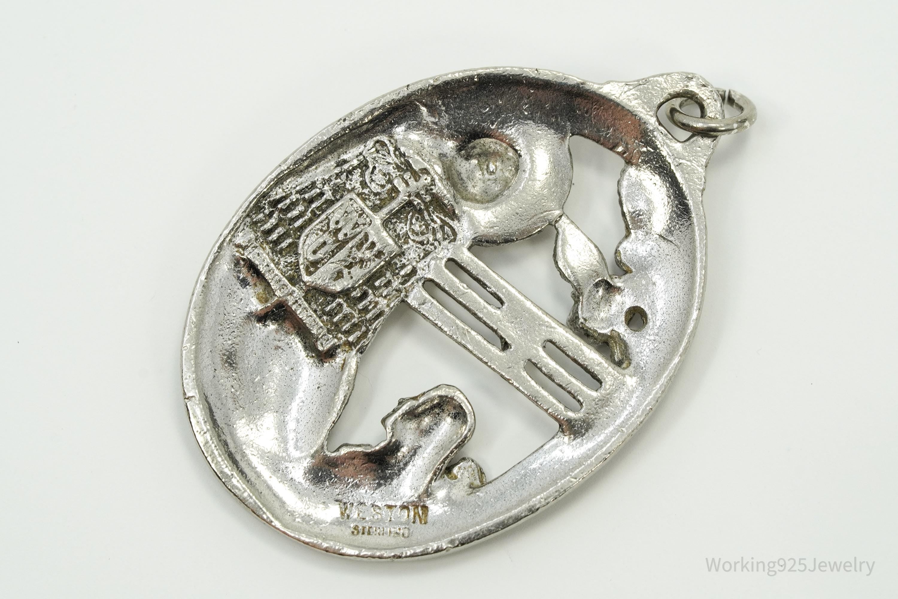 Large Antique Weston Mary Sterling Silver Pendant Charm
