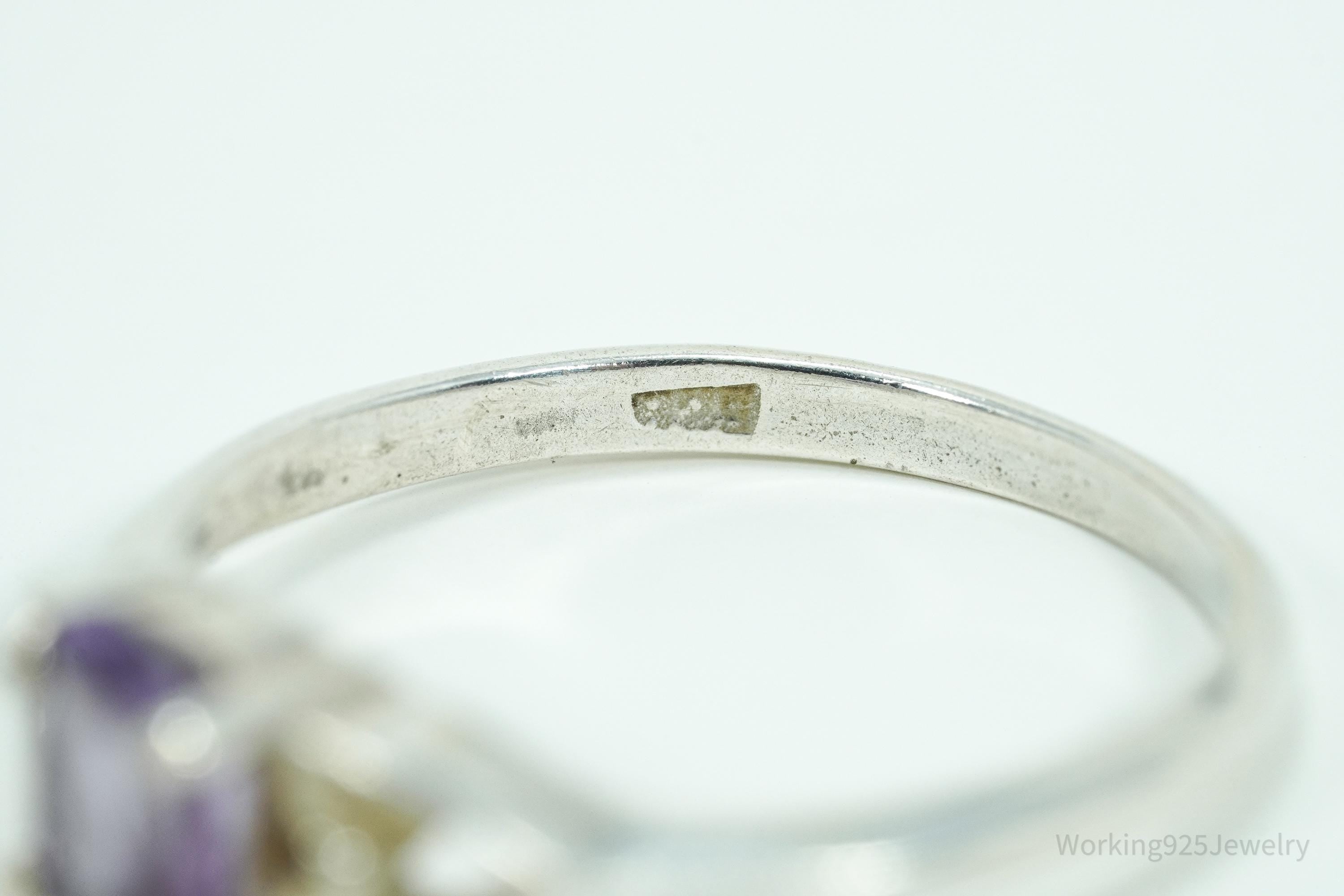 Vintage Amethyst Sterling Silver Ring - Size 8.25