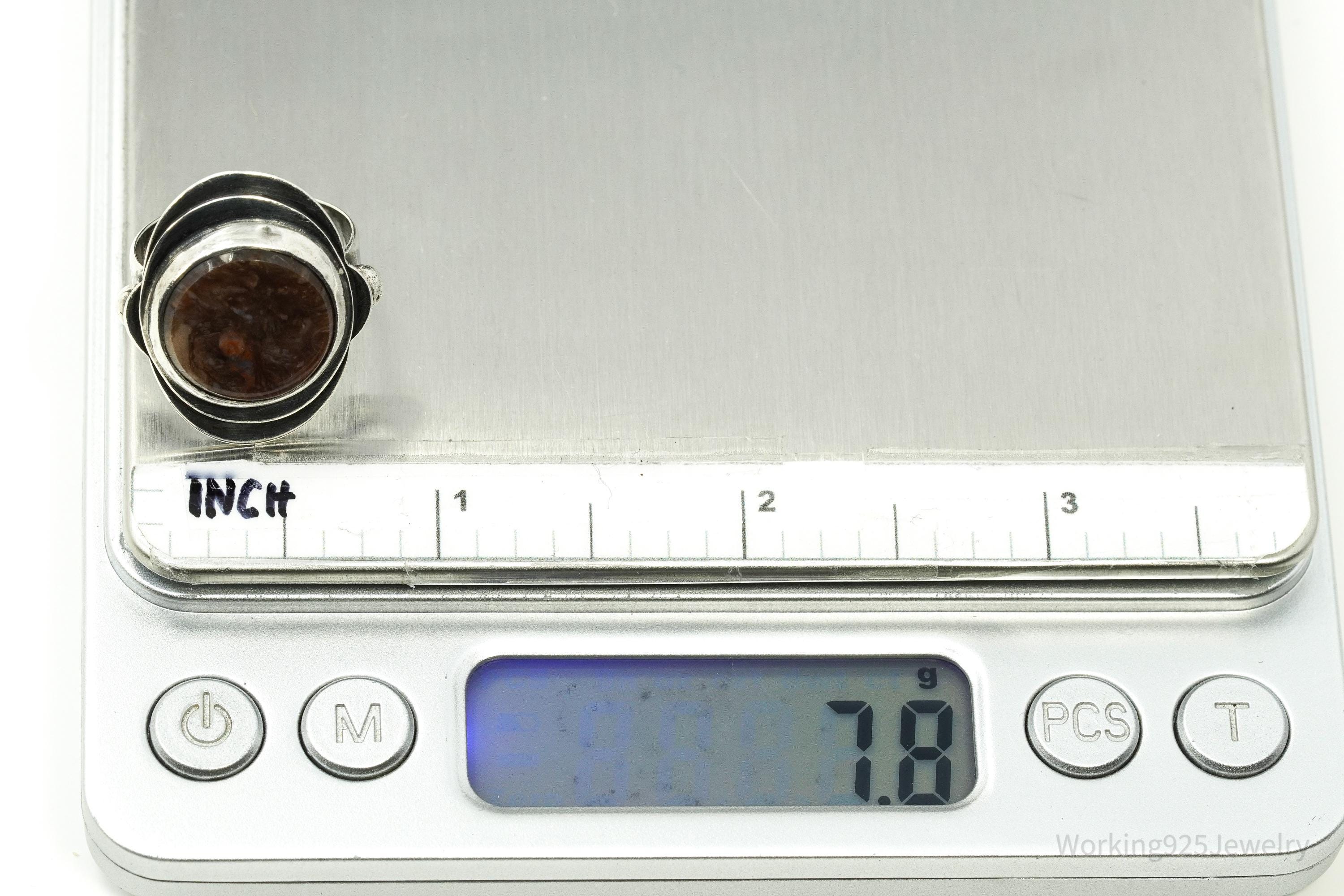 Vintage Jasper Modernist Style Silver Ring - Size 7