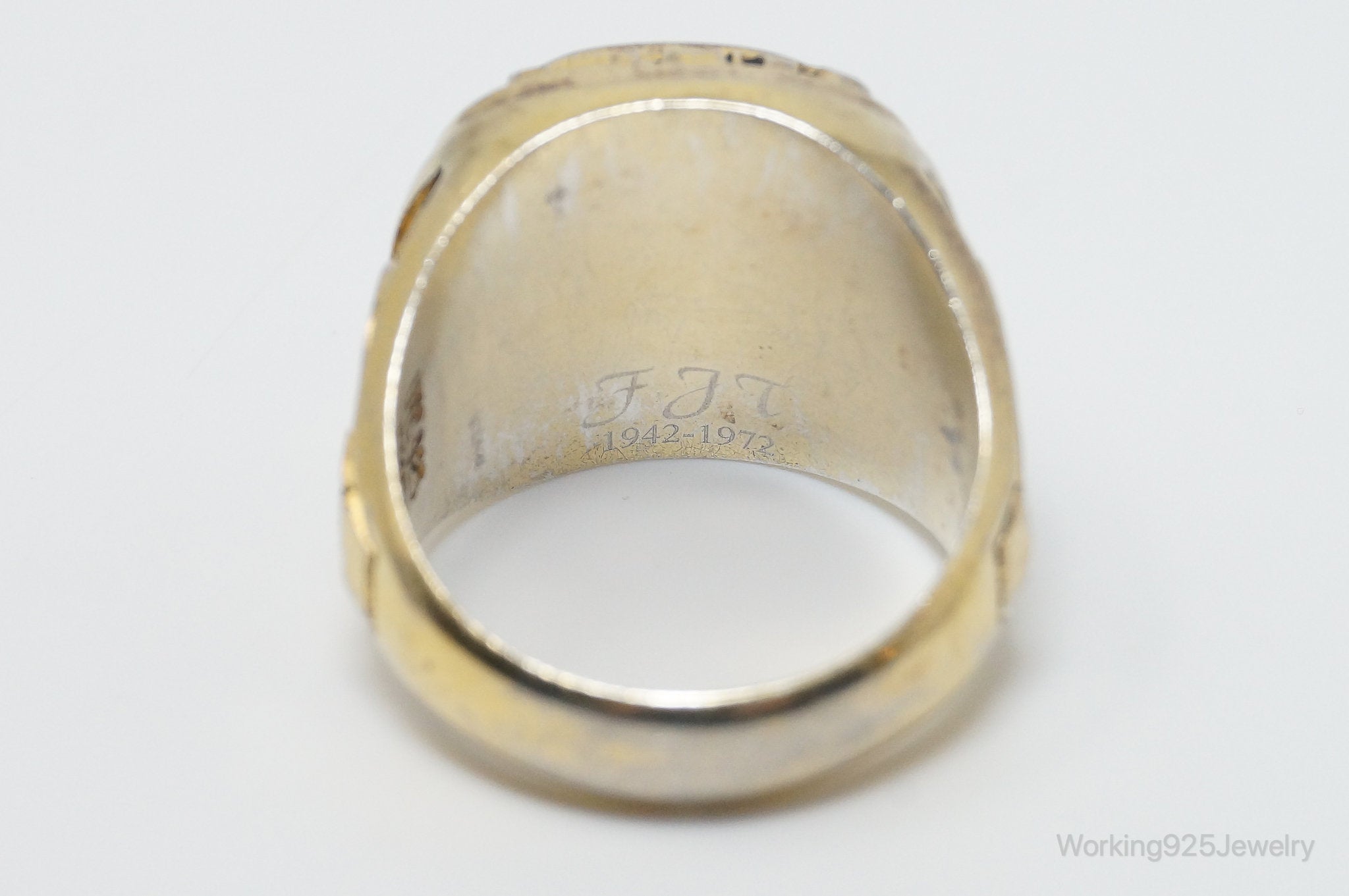 Vintage United States WWII Vet Gold Wash Sterling Silver Ring - Size 10.75