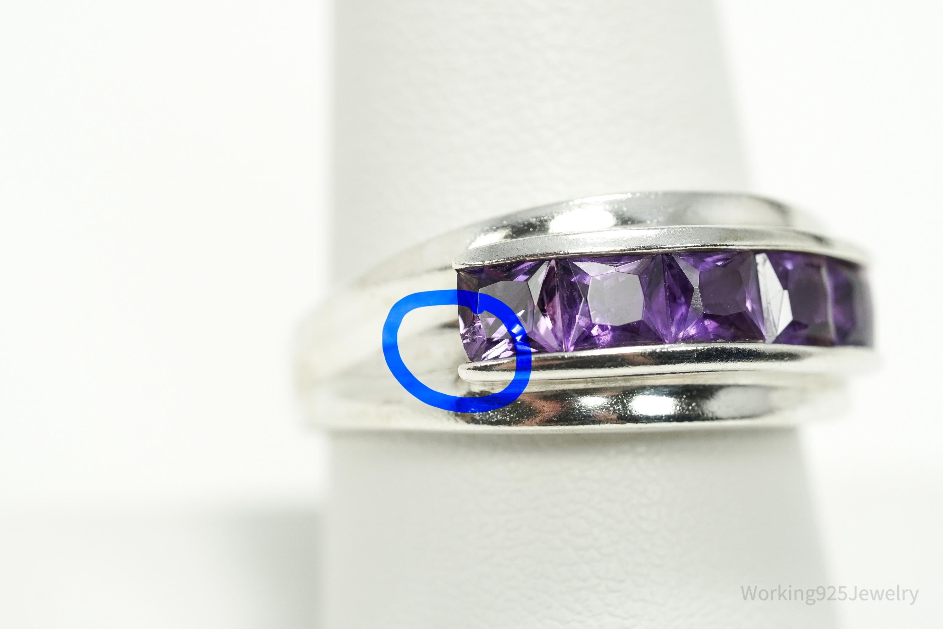 Vintage Amethyst Sterling Silver Ring - Size 9