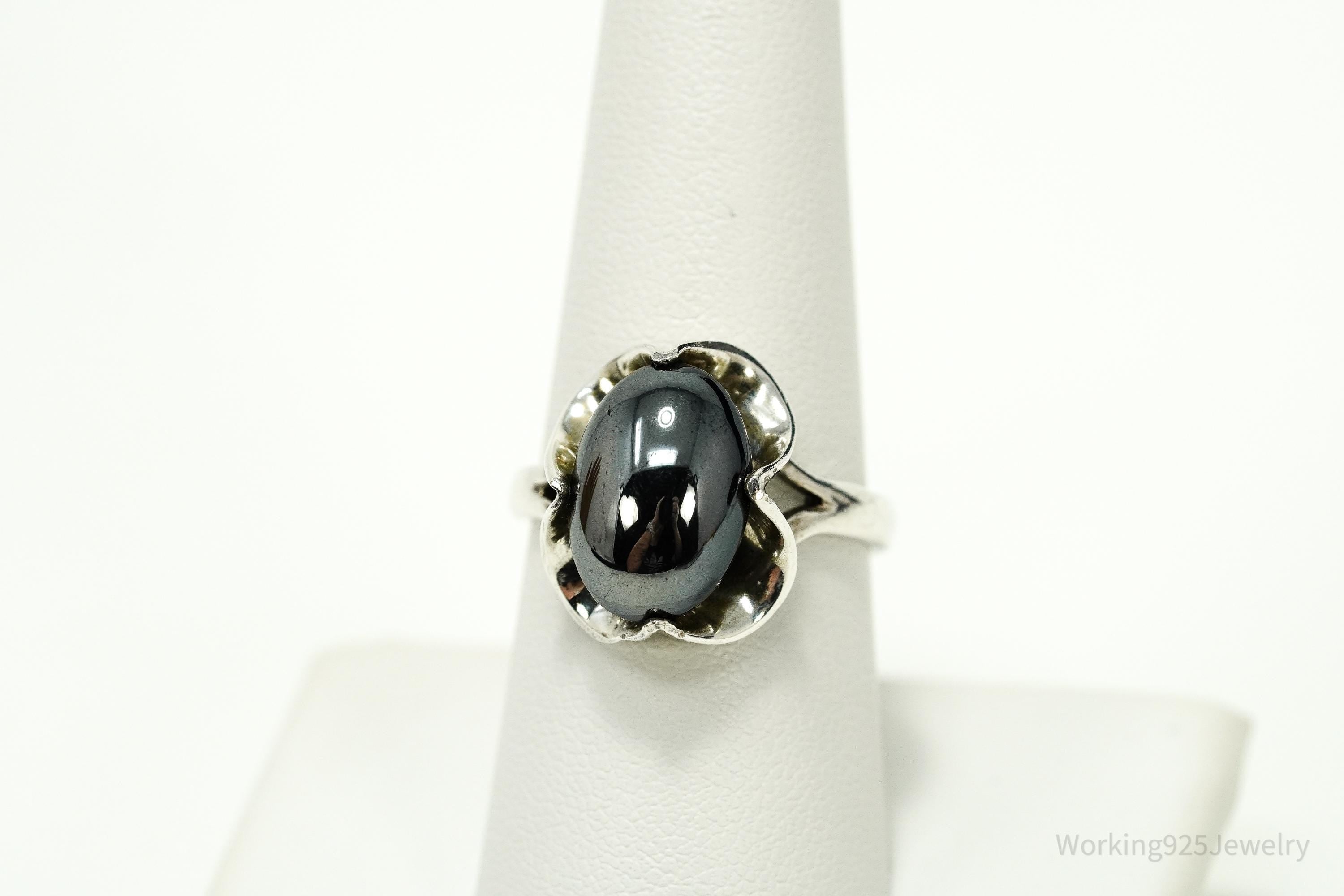 Vintage Hematite Sterling Silver Ring - Size 8