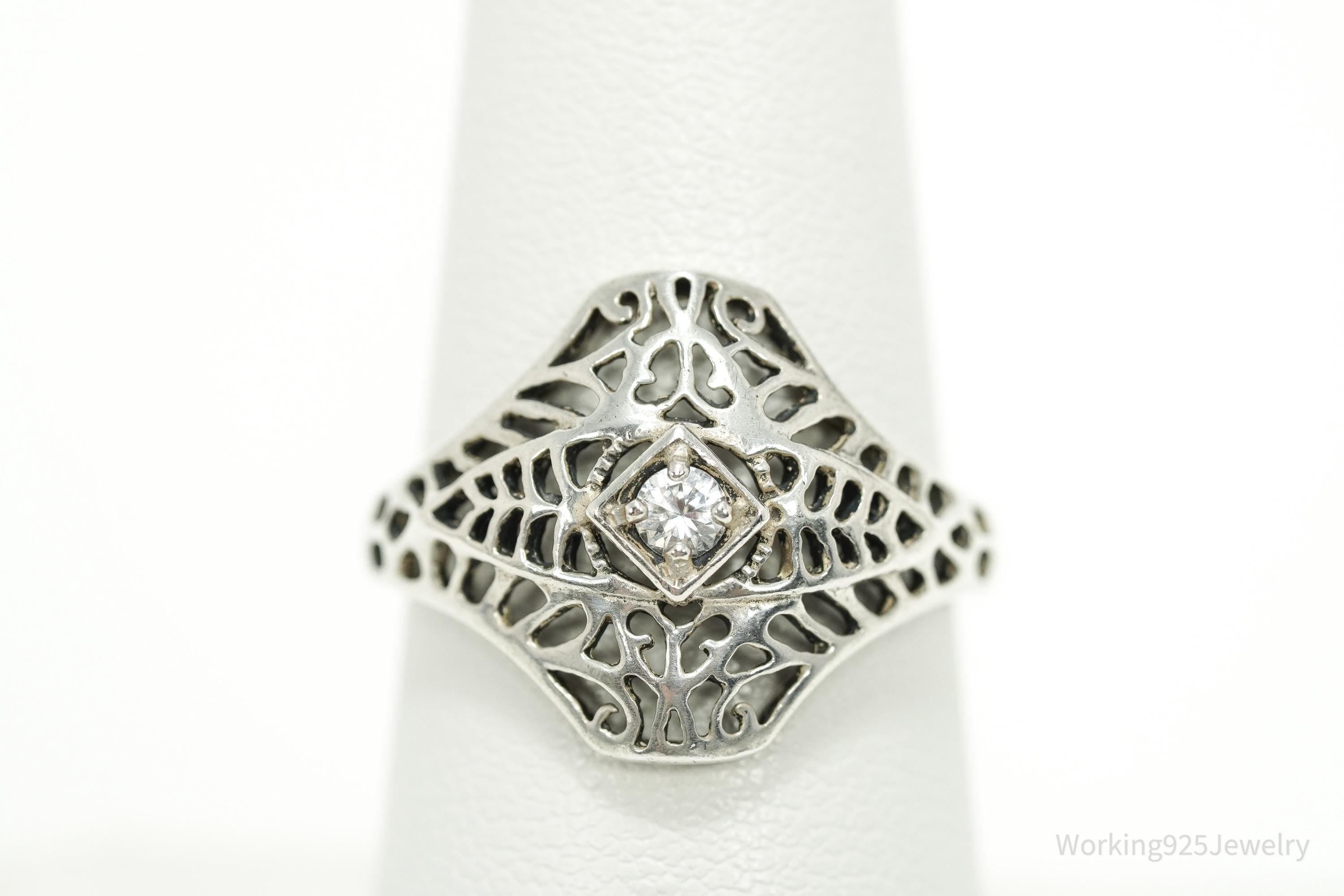 Vintage Avon Cubic Zirconia Sterling Silver Ring - Size 7