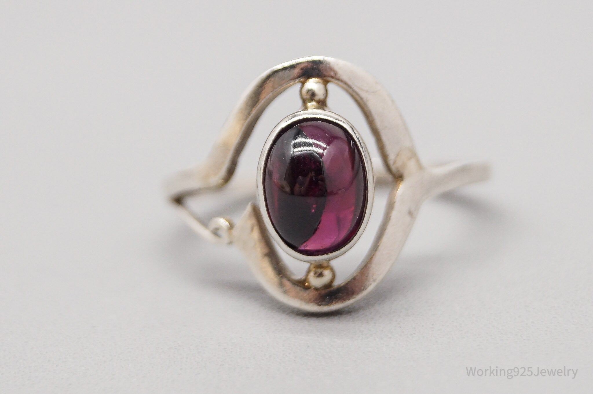 Vintage Rhodolite Garnet Sterling Silver Ring - Size 7.5