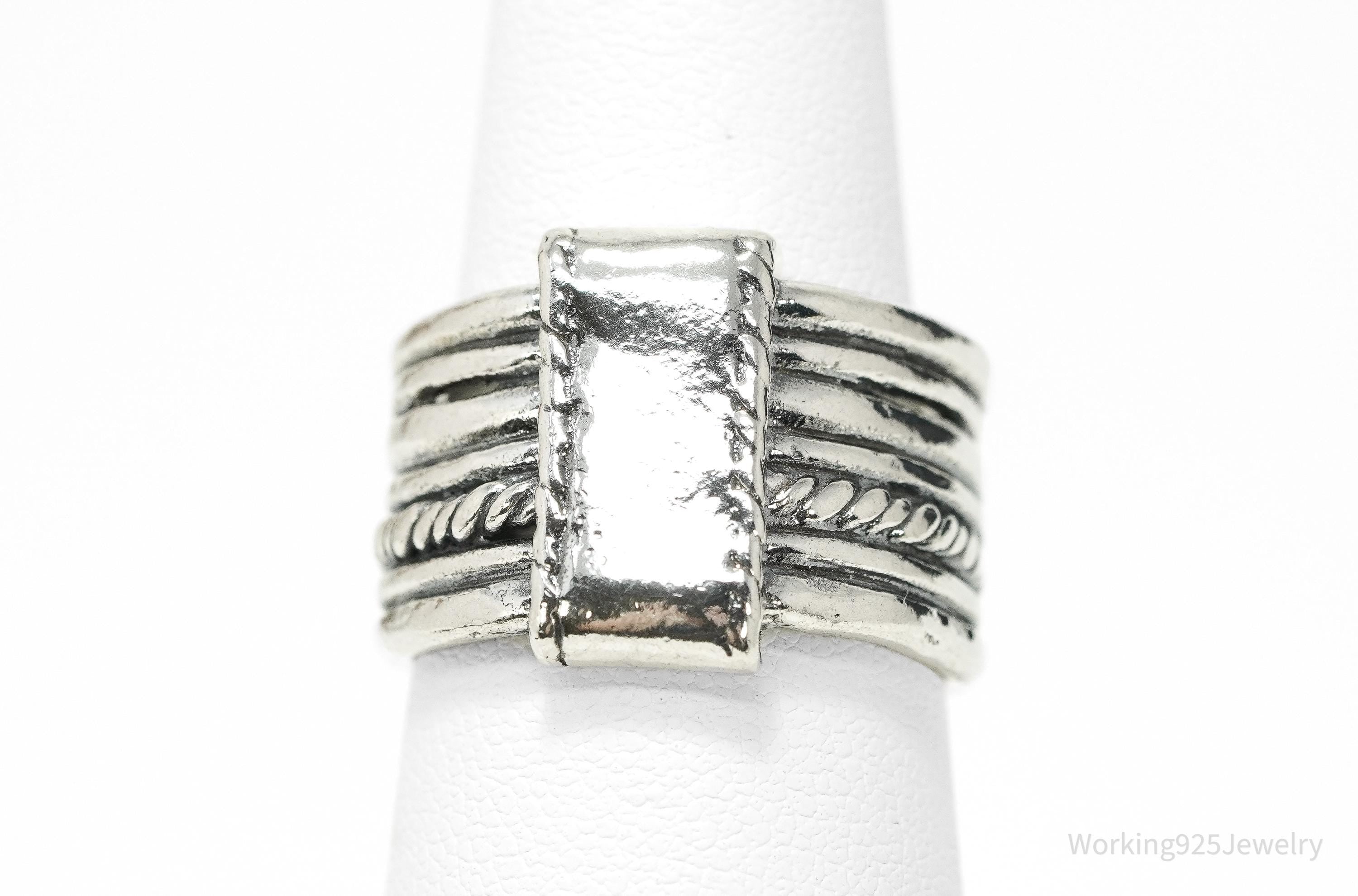 Vintage Designer Paz PZ Israel Sterling Silver Band Ring - Size 7.75