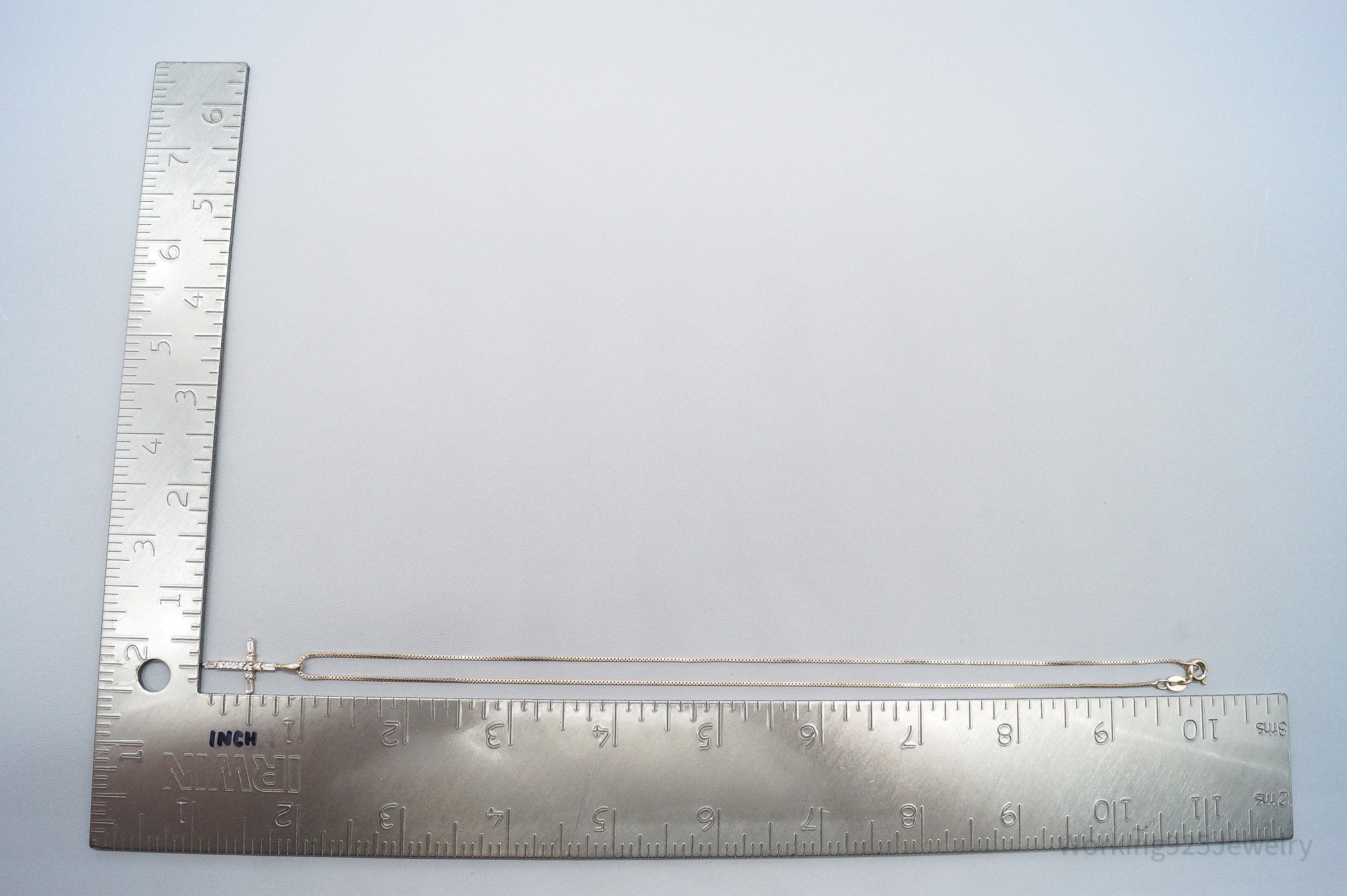 VTG Ross Simons Cubic Zirconia Cross Gold Over Sterling Silver Necklace 18"