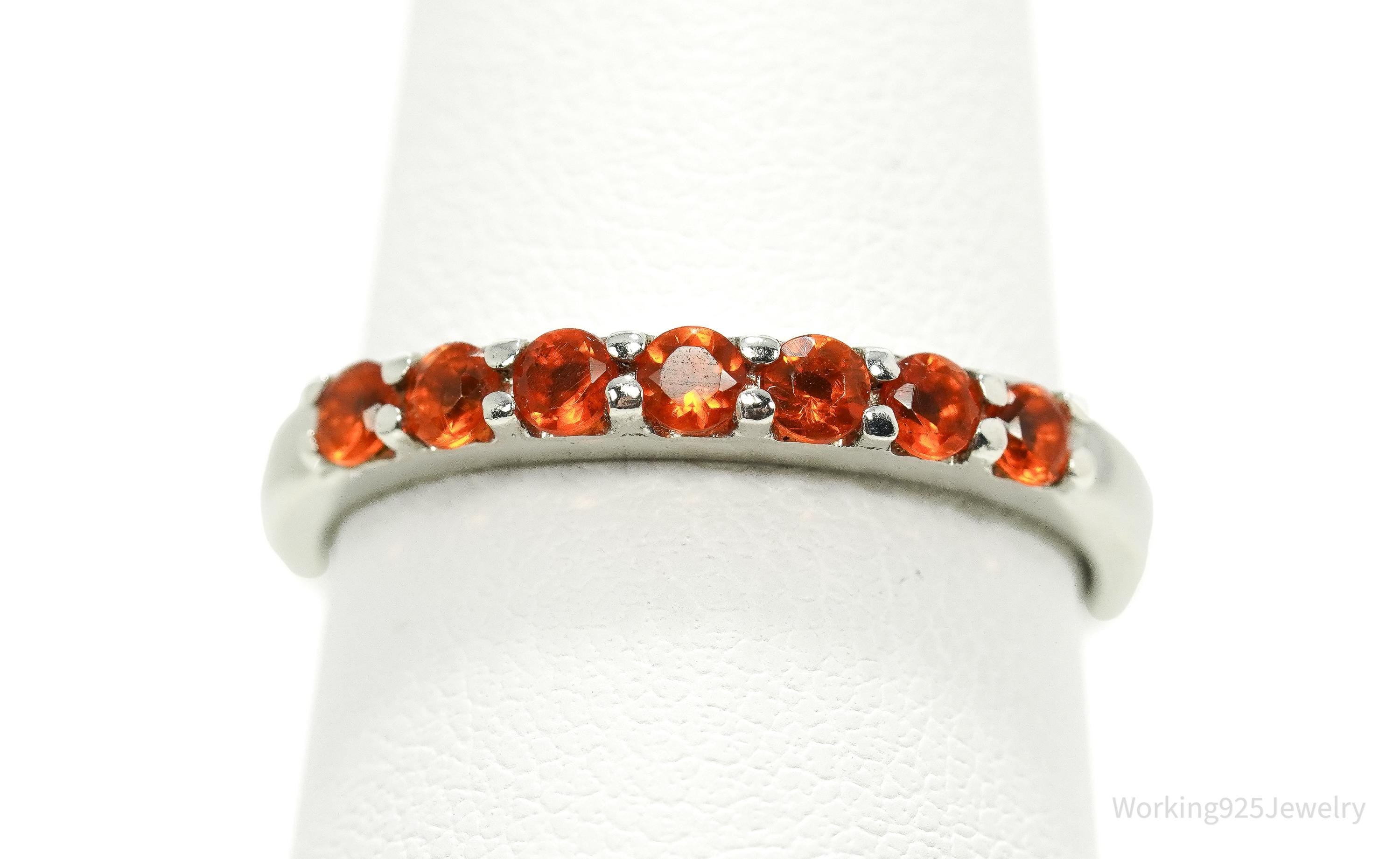 Vintage Orange Fire Opal Sterling Silver Ring - Size 8