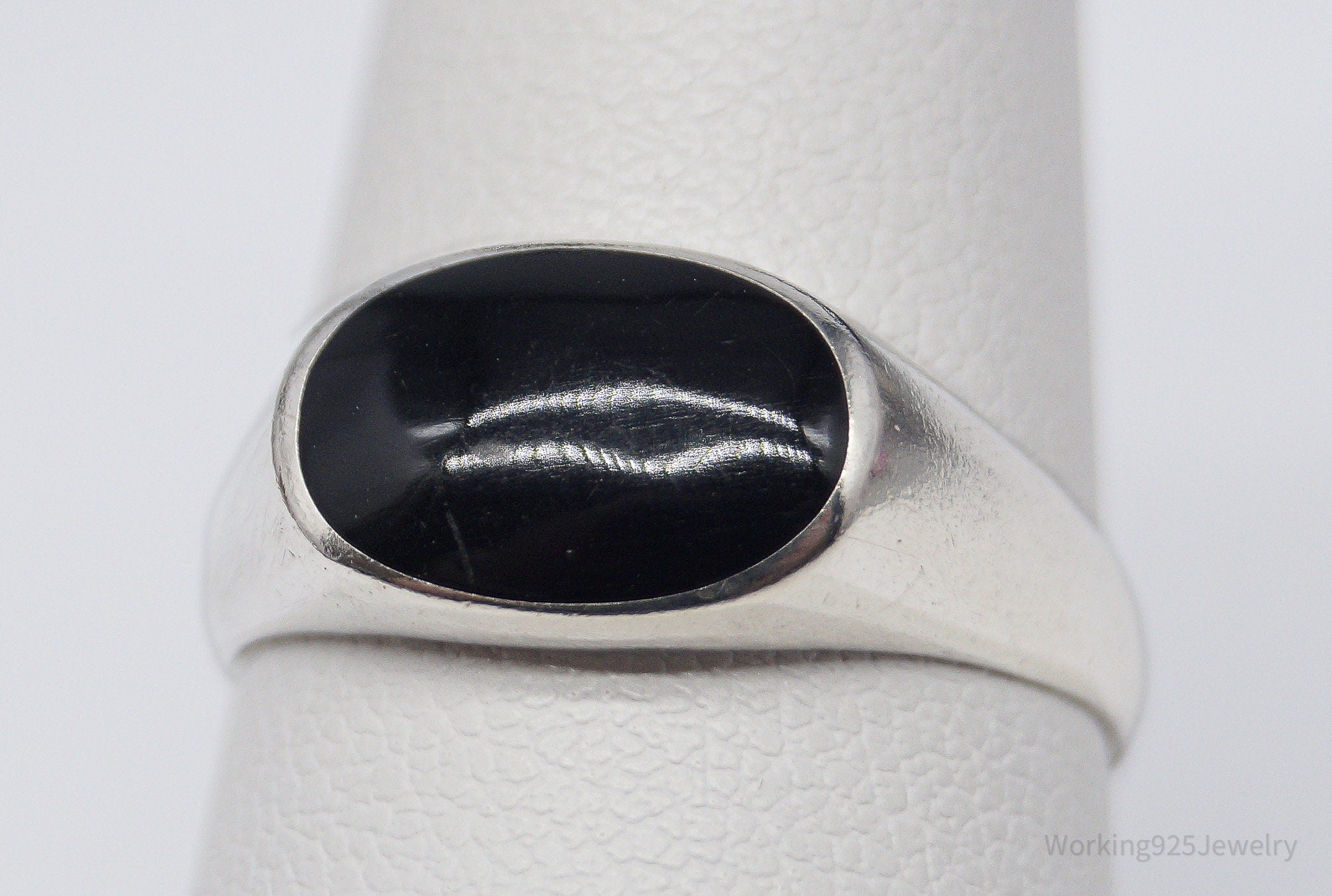Vintage Black Onyx Sterling Silver Ring - Size 8