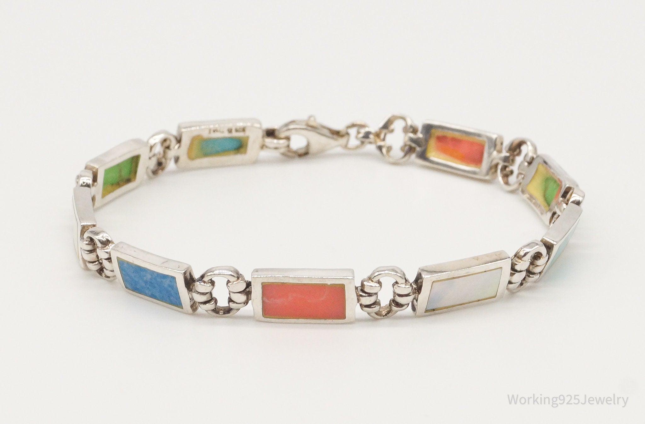 Vintage Multi Gem Sterling Silver Bracelet