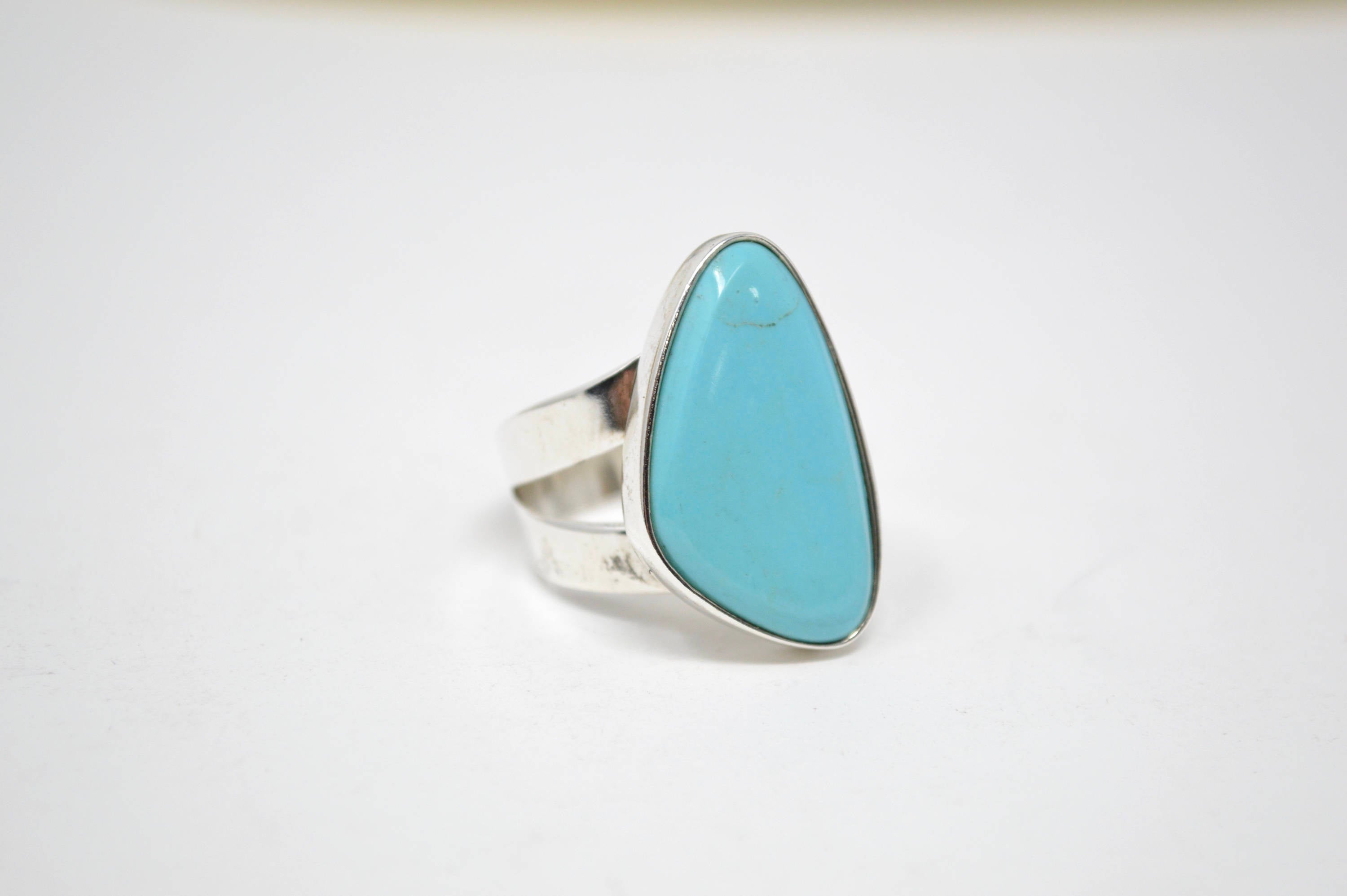 Vtg Desert Rose Trading Co DTR Southwest Turquoise Sterling Silver Ring Sz 9.75