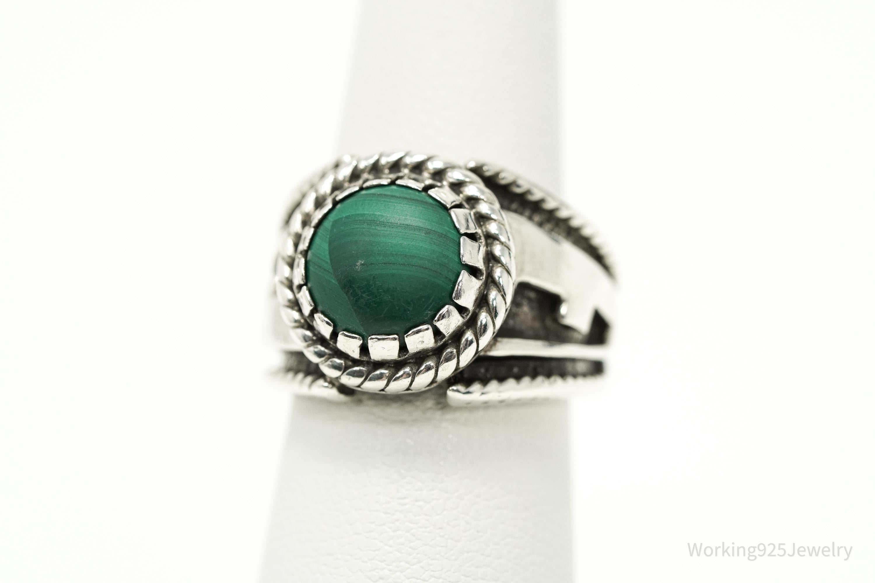 Vintage Native Designer Carolyn Pollack Malachite Sterling Silver Ring - Size 6