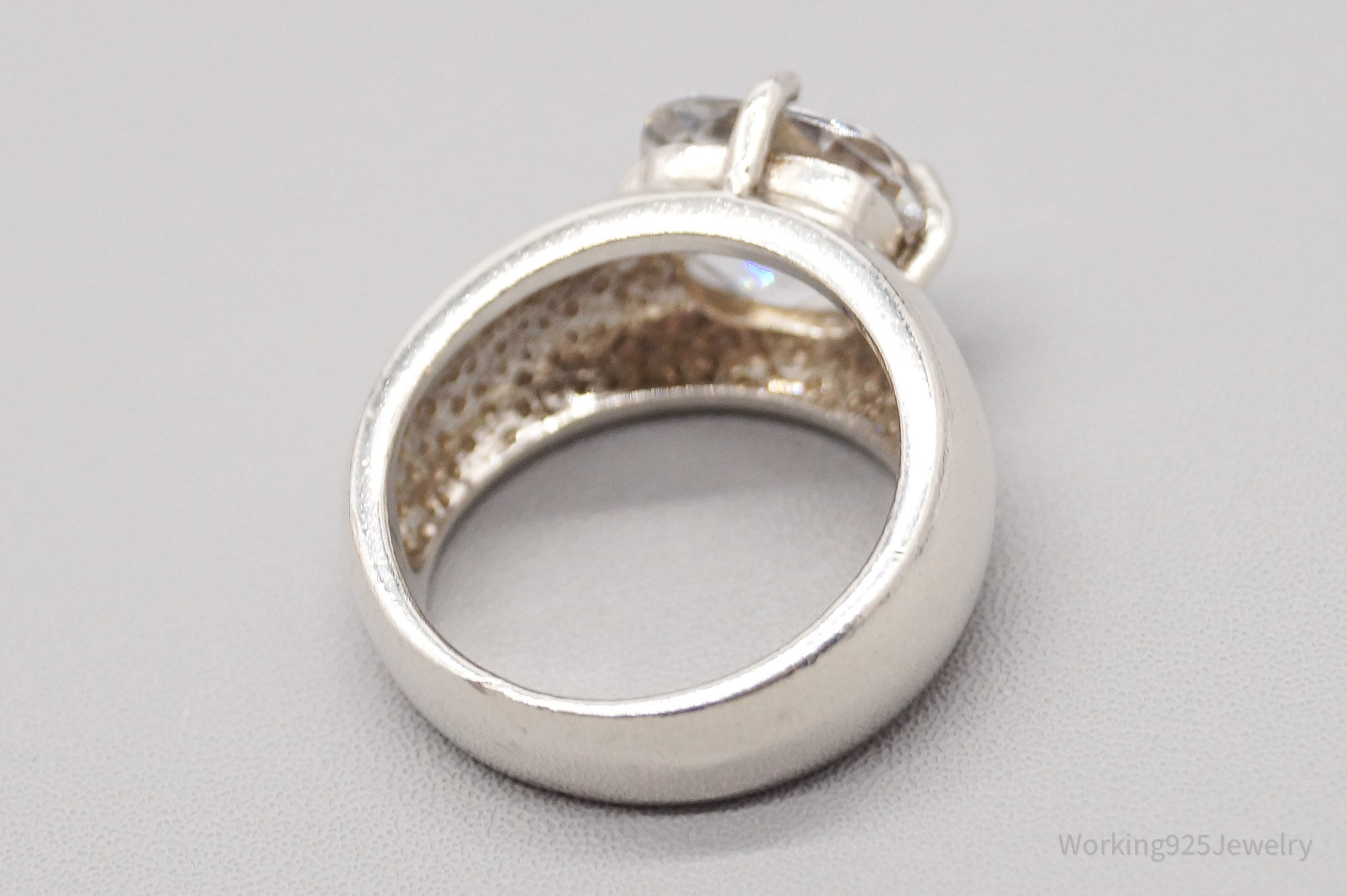 Vintage Cubic Zirconia Sterling Silver Ring - Size 6