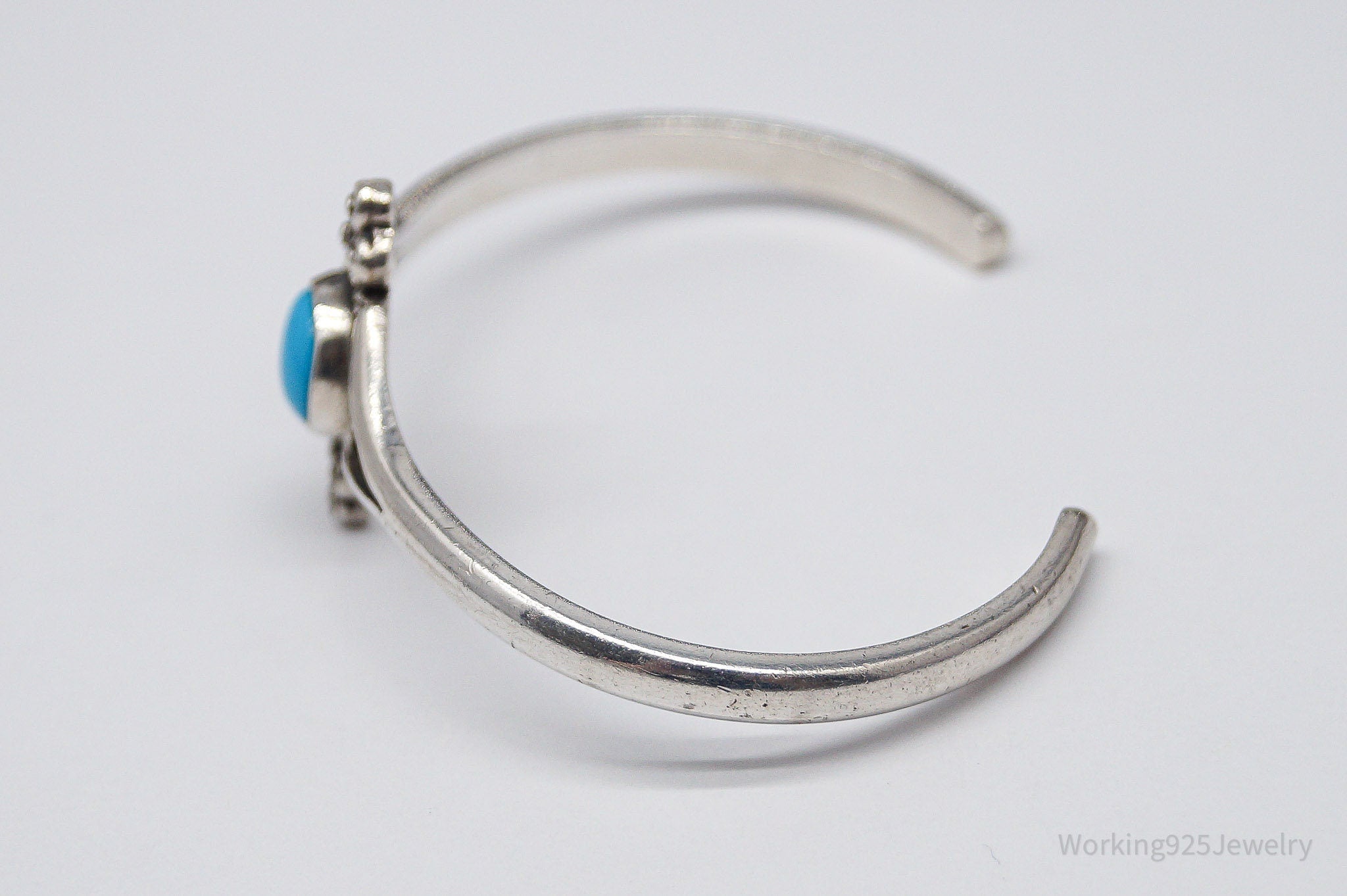 Vintage Mexico Blue Turquoise Sterling Silver Bracelet - 6 3/8"