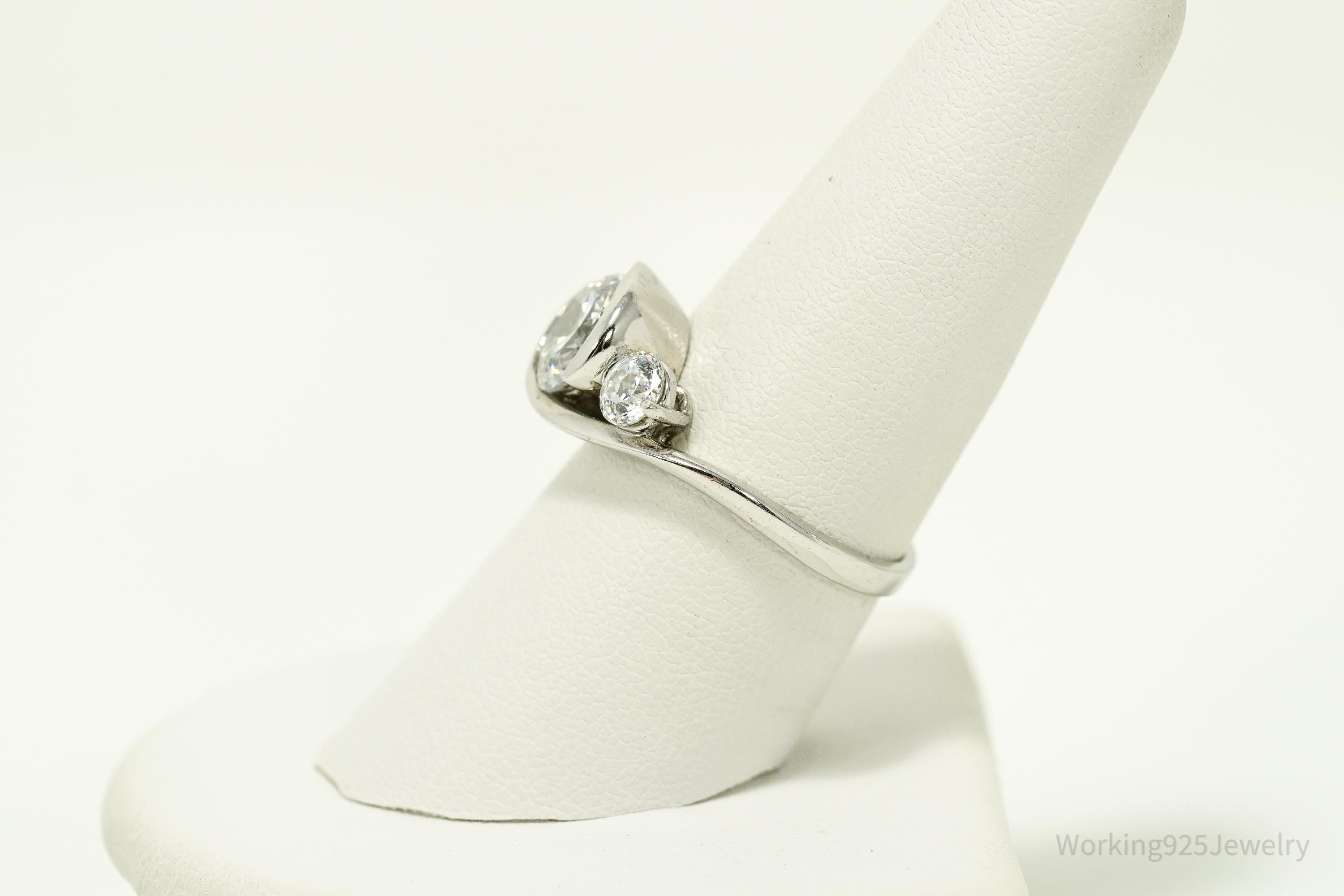 Vintage Cubic Zirconia Sterling Silver Ring - Size 8