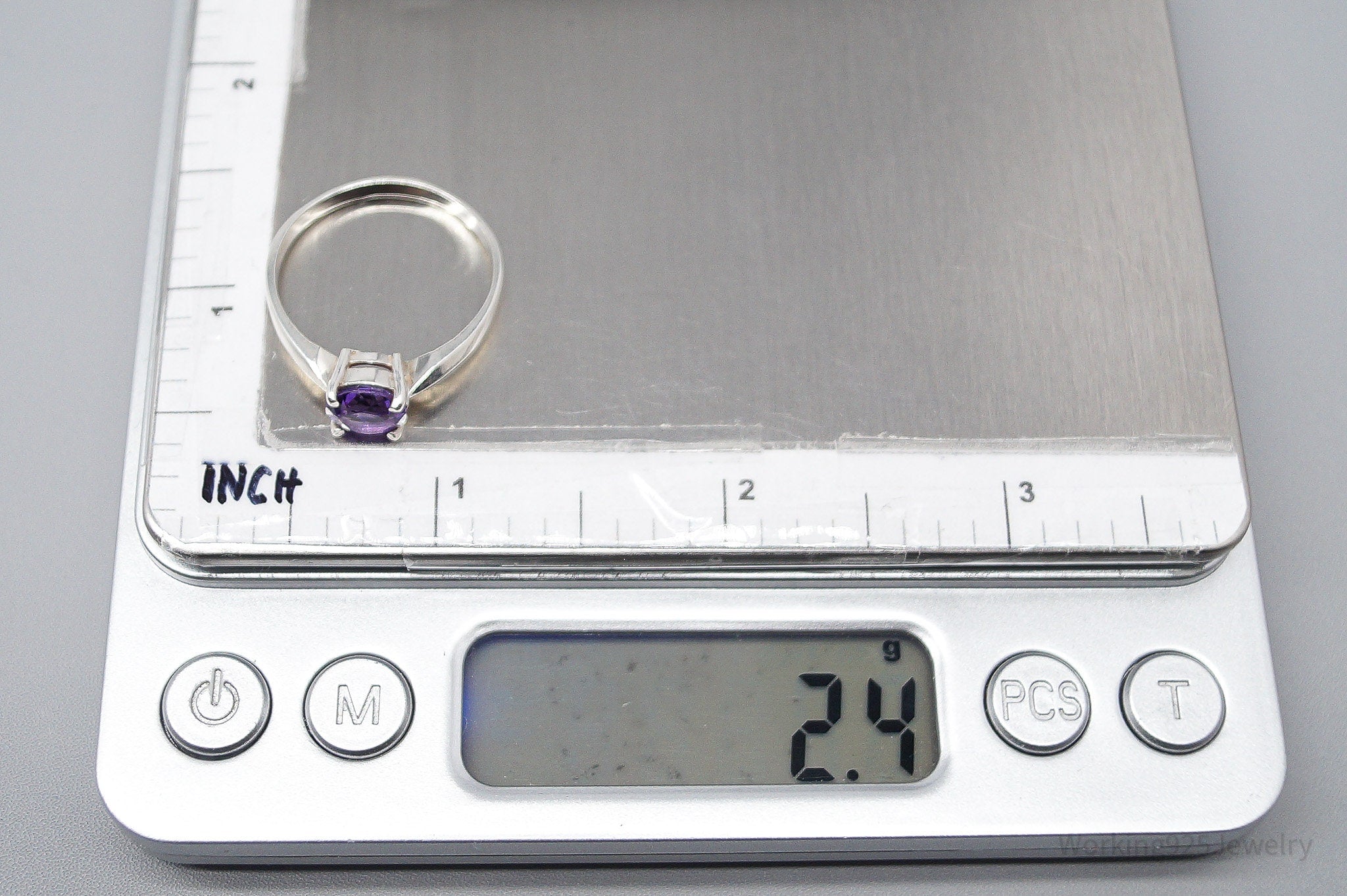 Vintage Purple Amethyst Sterling Silver Ring - Size 9.75