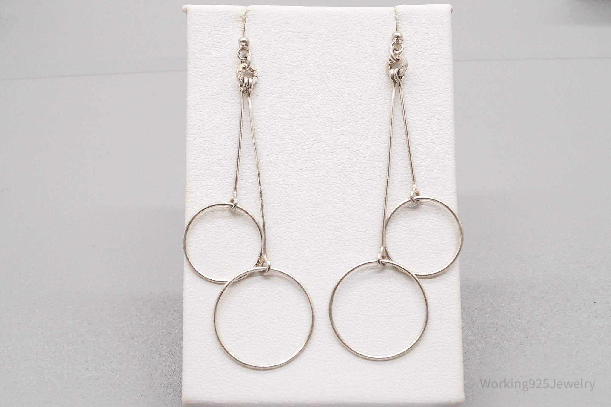 Vintage Geometric Modernist Style Sterling Silver Earrings
