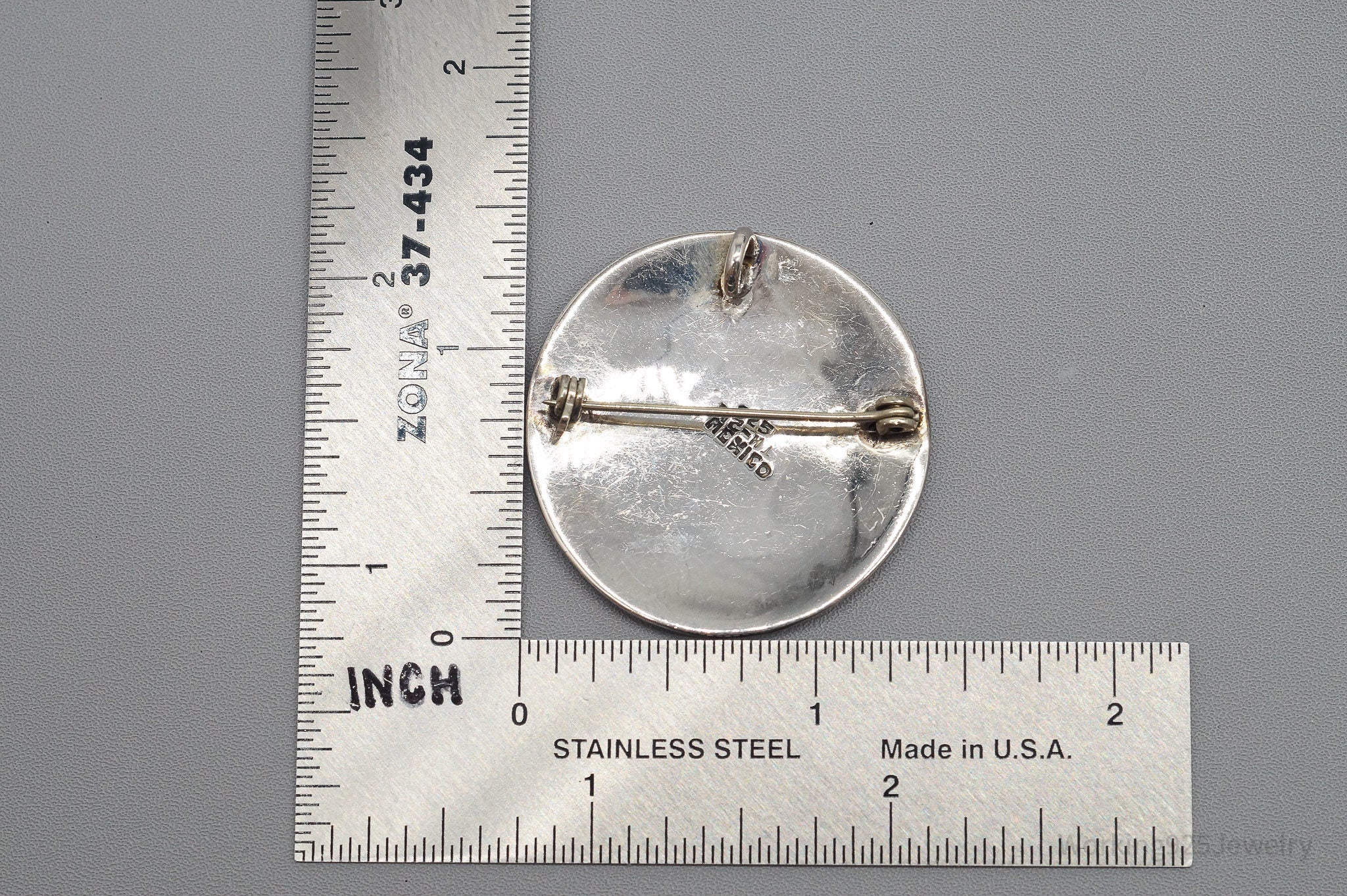 Large Vintage Taxco Mexico Abalone Paua Shell Inlay Sterling Silver Brooch Pin Pendant