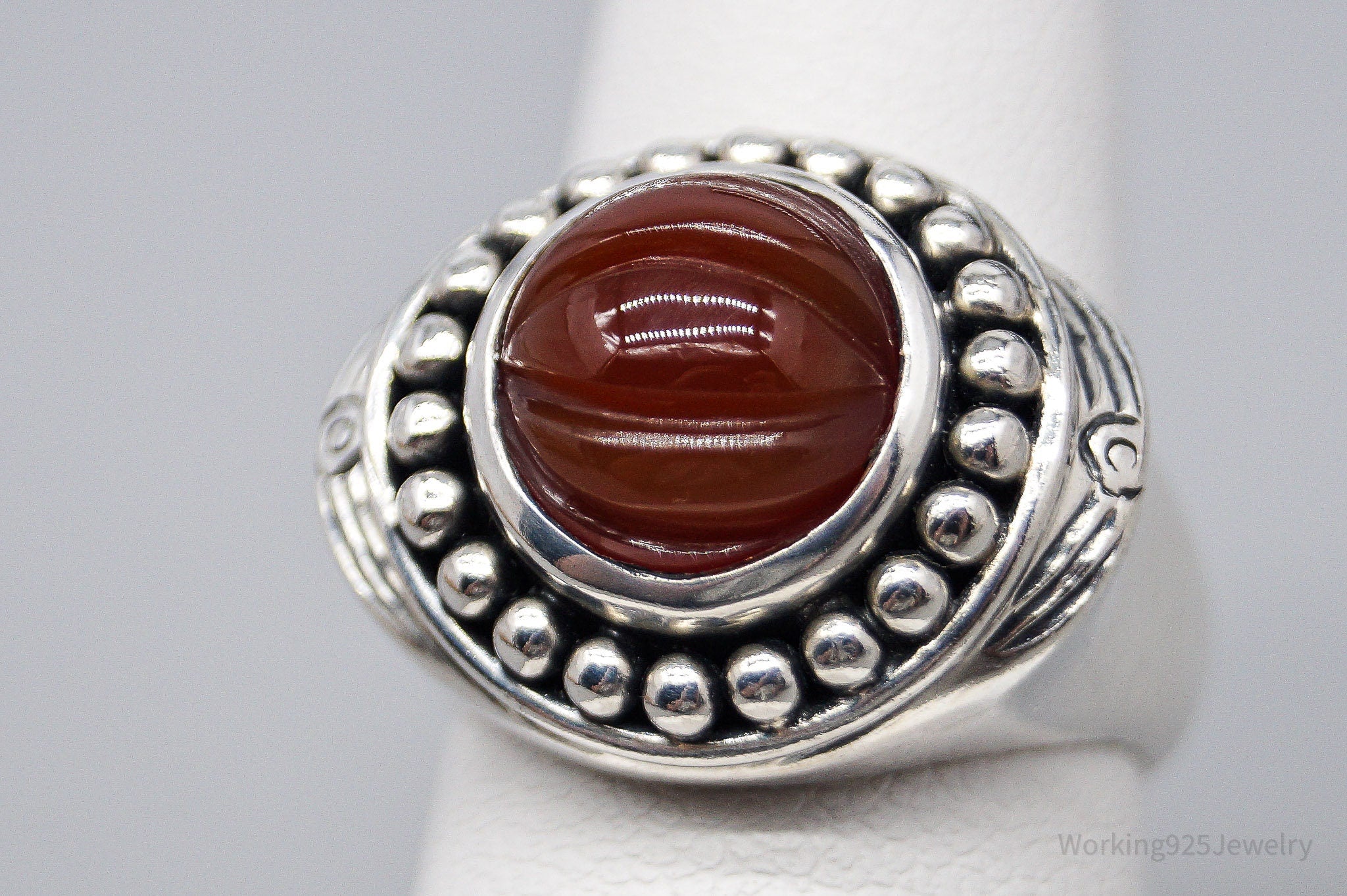 Vintage Designer Doug Paulus Carnelian Sterling Silver Ring - Size 6