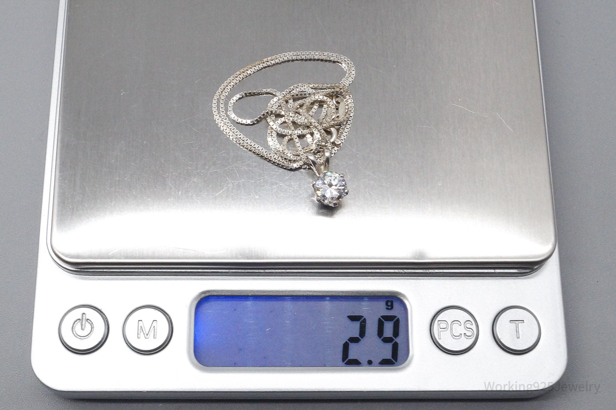 Vintage Cubic Zirconia Sterling Silver Necklace 18"