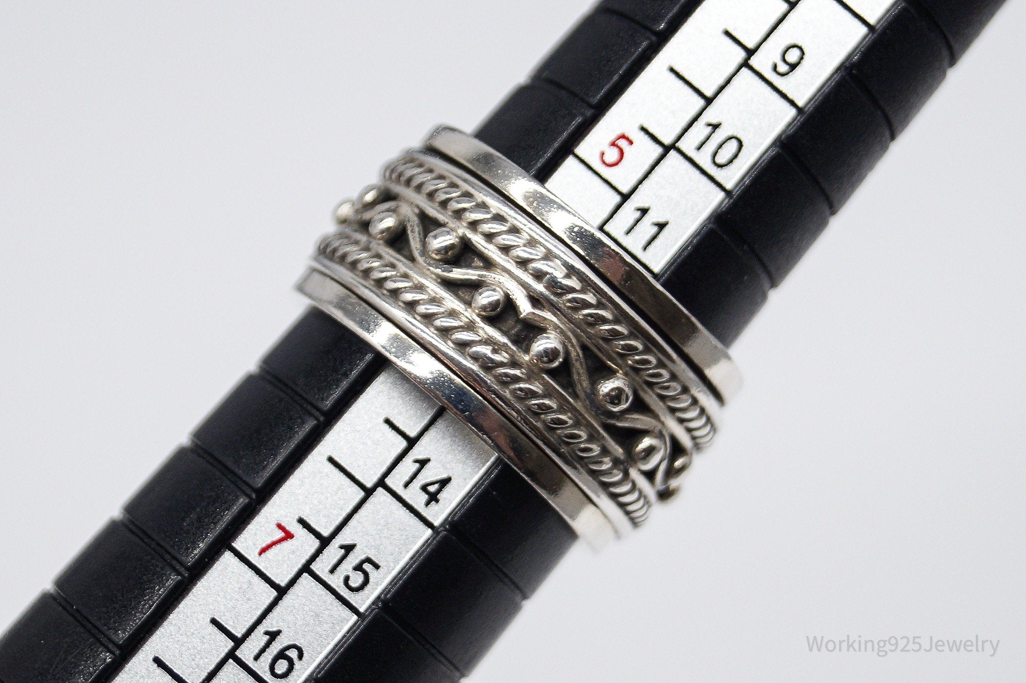 Vintage Designer GeoArt Sterling Silver Spinner Band Ring Size 6