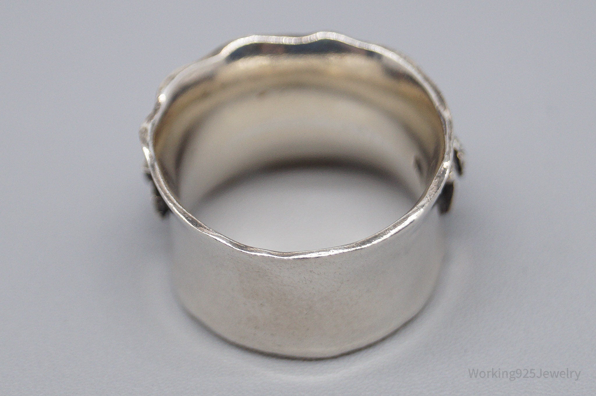 Vintage Israel Designer RL Sterling Silver Roses Band Ring - Size 5.75