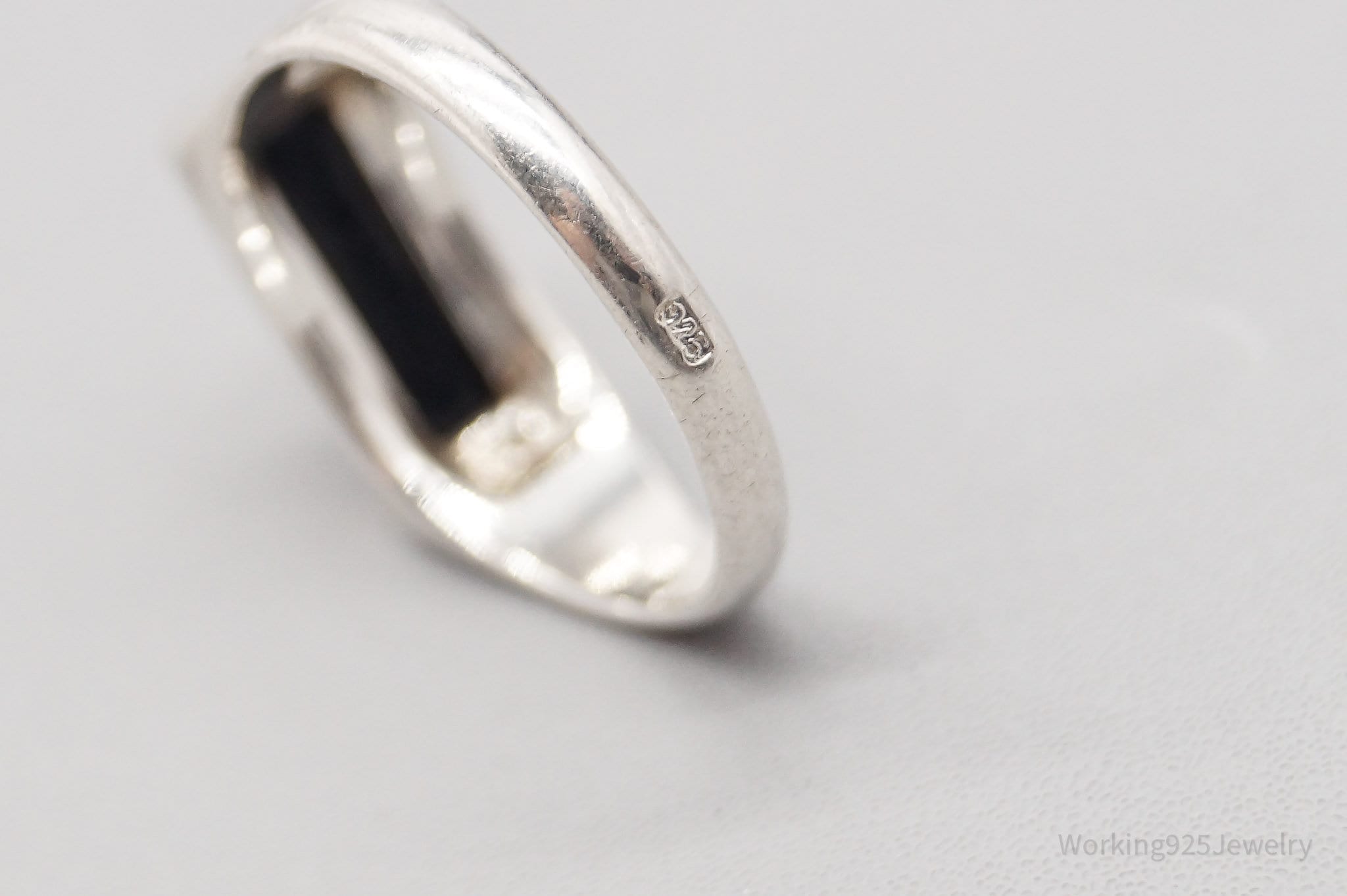 Vintage Amber Modernist Sterling Silver Ring - Size 6.25