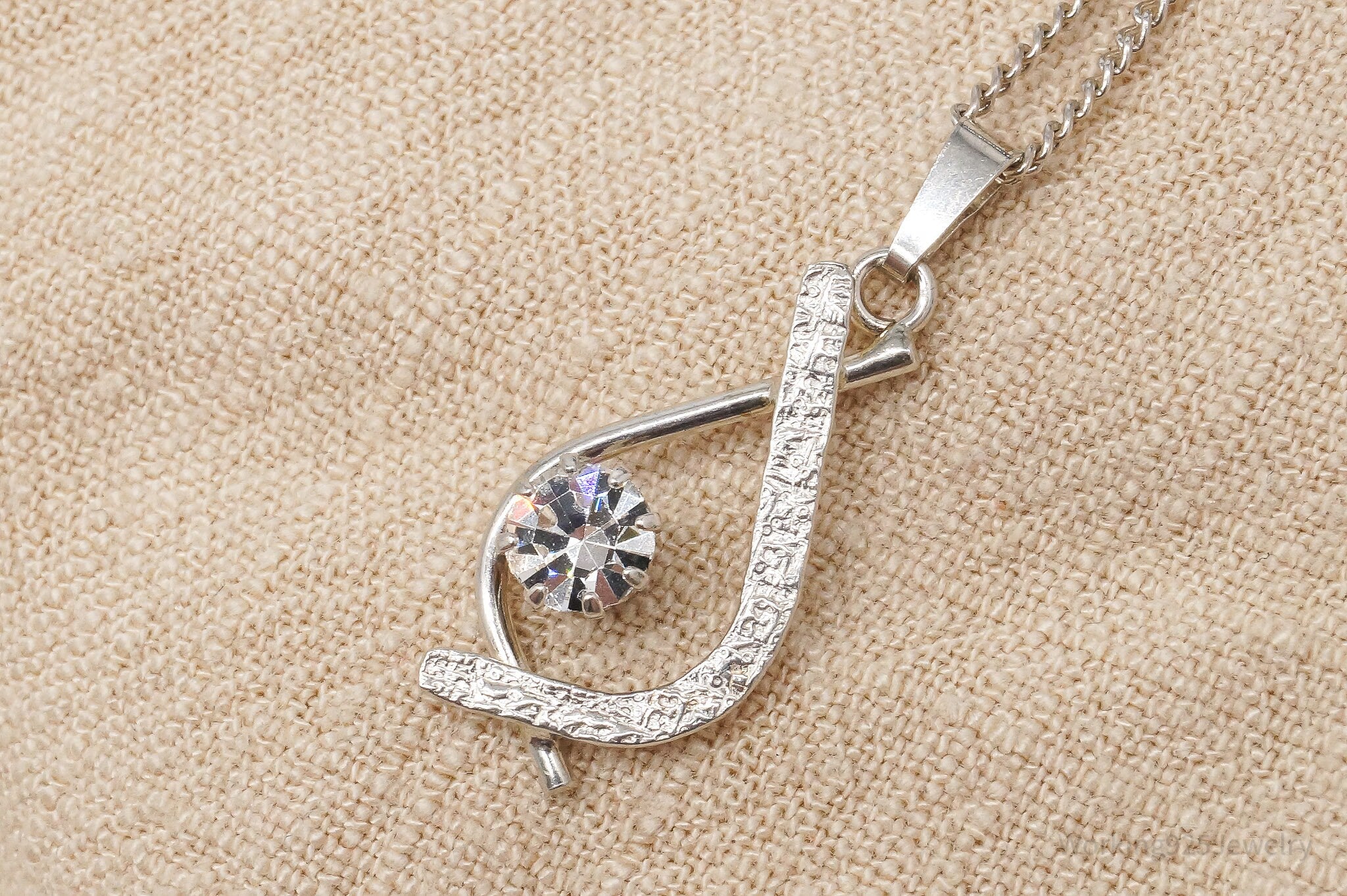 Rare Antique Modernist European Rhinestone 835 Silver Chain Necklace 17"'