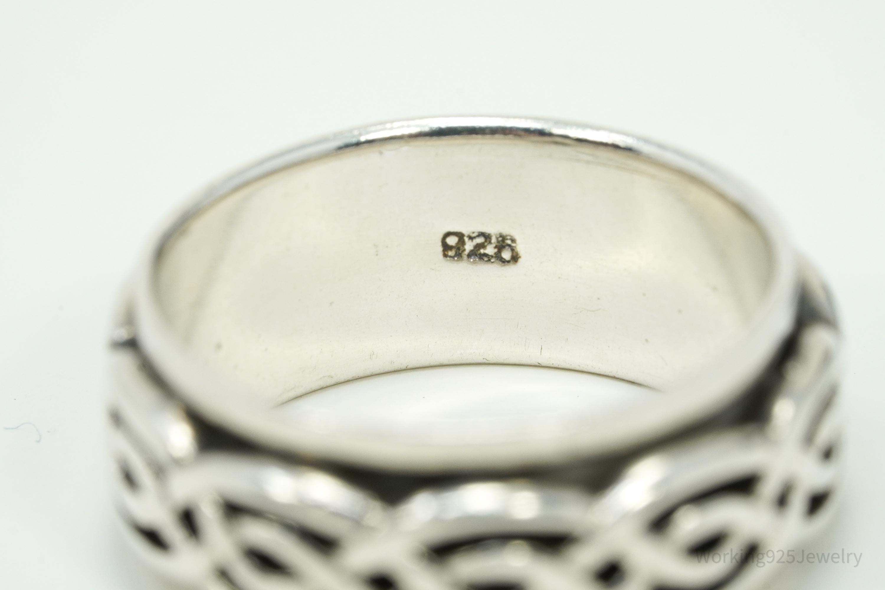 Vintage Celtic Style Design Sterling Silver Spinner Band Ring Size 8.75