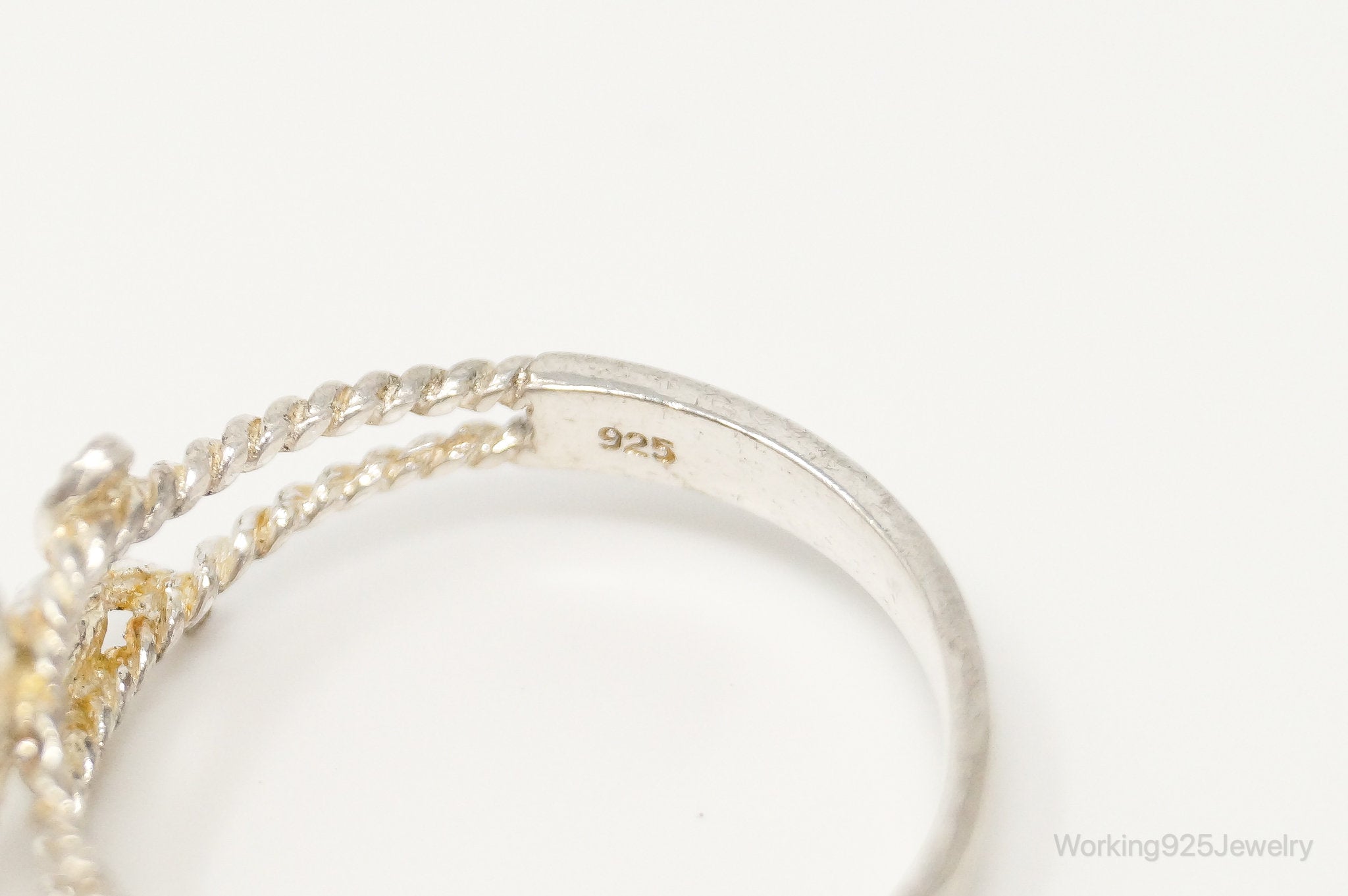 Vintage Designer NV Rose Sterling Silver Ring - Size 11