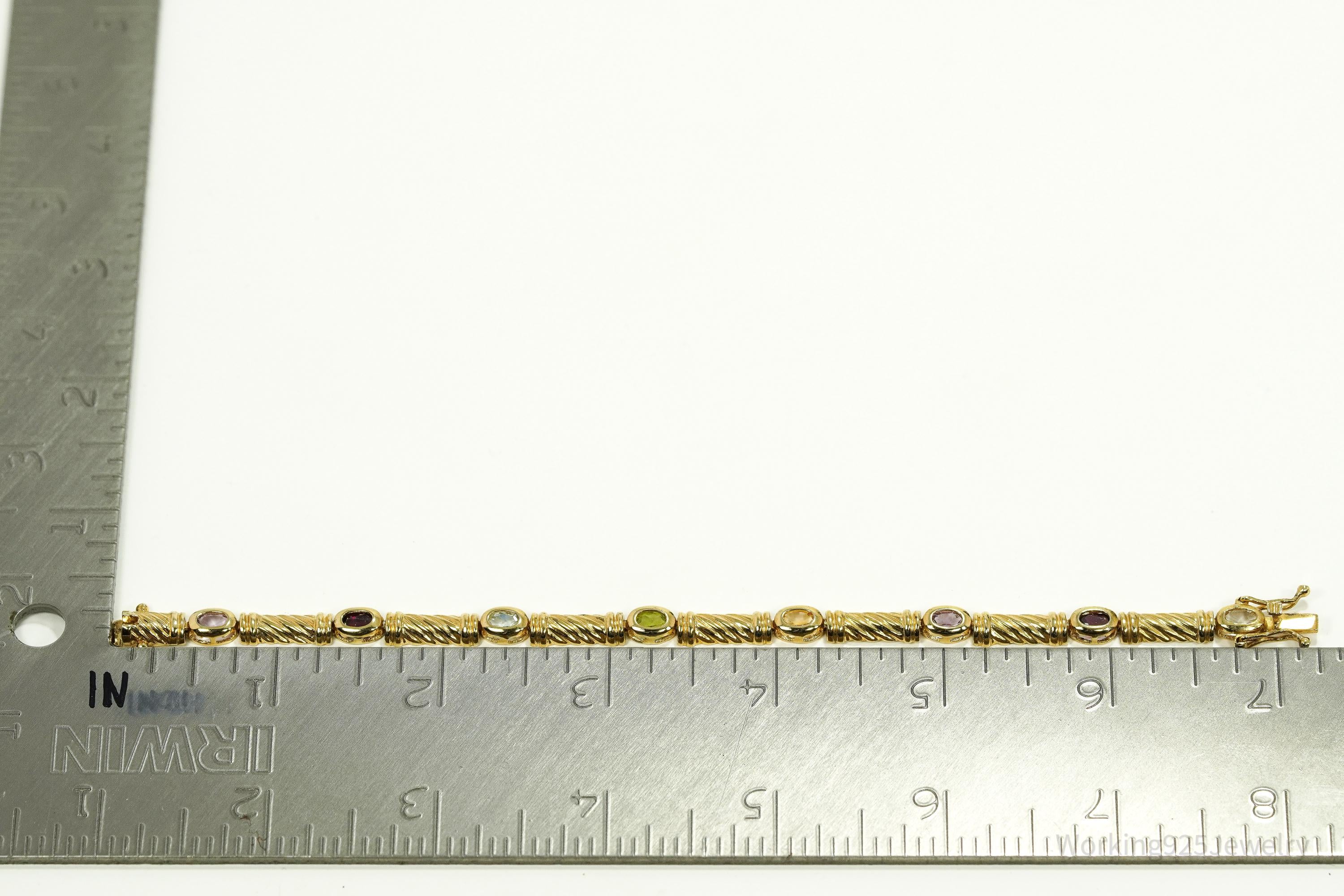 Vintage FAS Multi Gemstone Gold Over Sterling Silver Bracelet