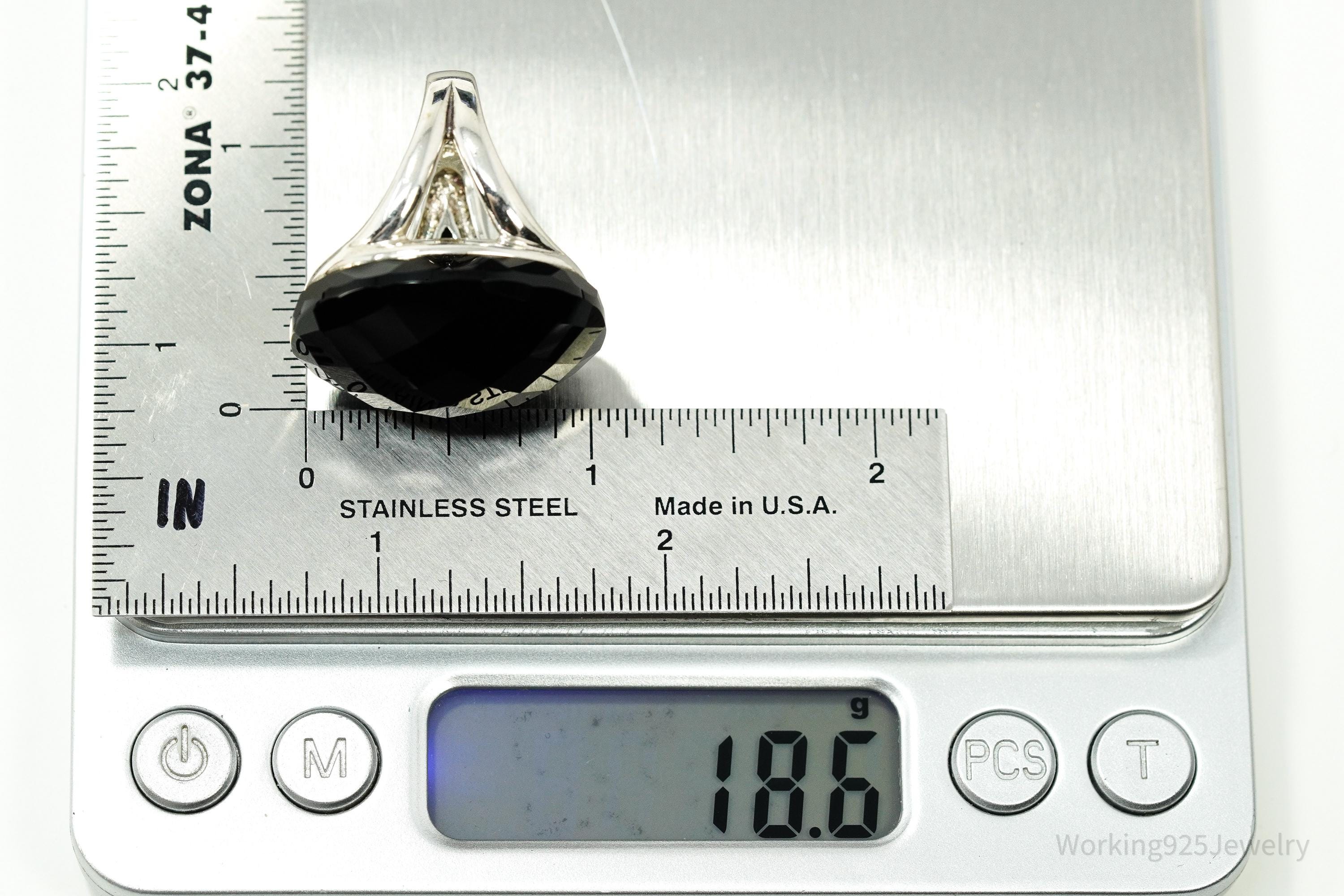 Vintage Whitney Kelly Large Black Onyx Sterling Silver Ring - Size 7